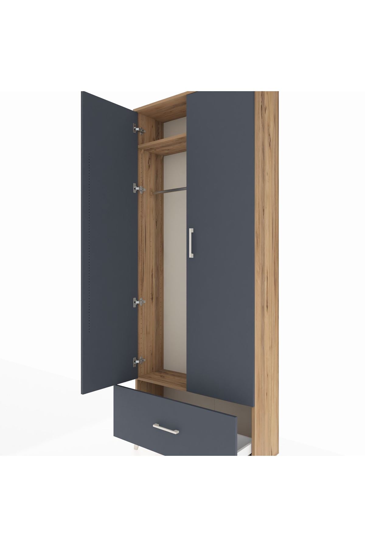 Arges Dolap 2 Raflı Tek Çekmeceli Tek Askılı 88x30x221 - S30M010V8A