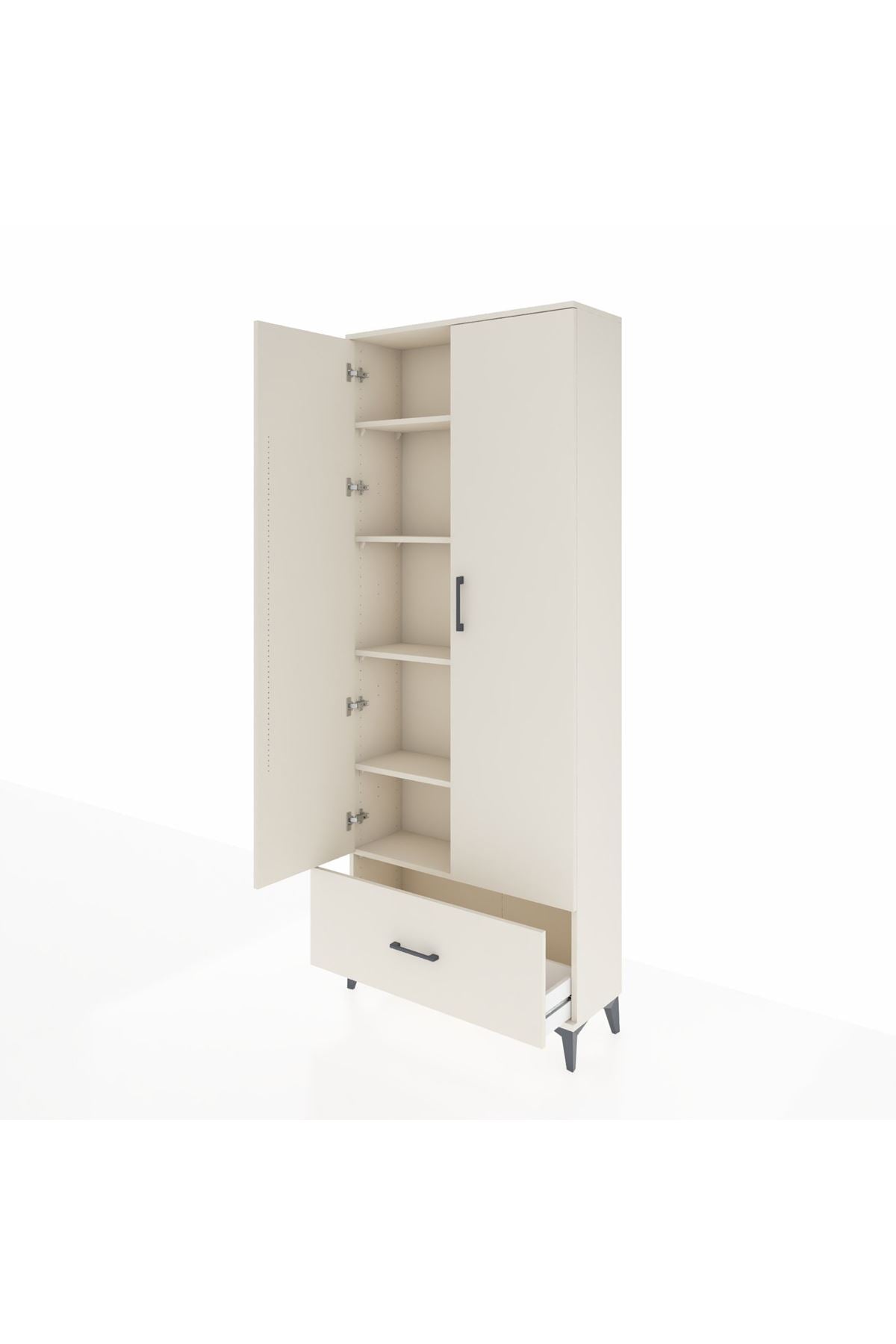 Arges Dolap 5 Raflı Tek Çekmeceli 2 Kapaklı 88x30x221 - S30M011V1A