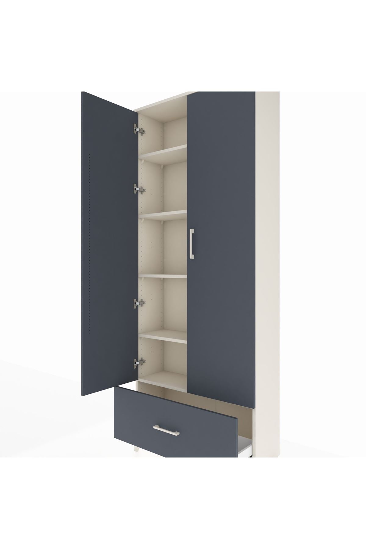 Arges Dolap 5 Raflı Tek Çekmeceli 2 Kapaklı 88x30x221 - S30M011V2A