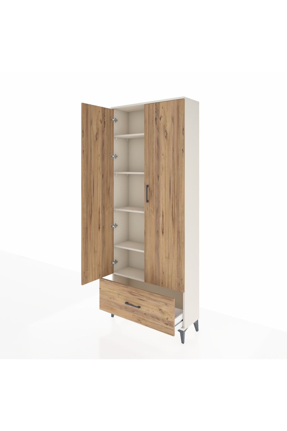 Arges Dolap 5 Raflı Tek Çekmeceli 2 Kapaklı 88x30x221 - S30M011V3A