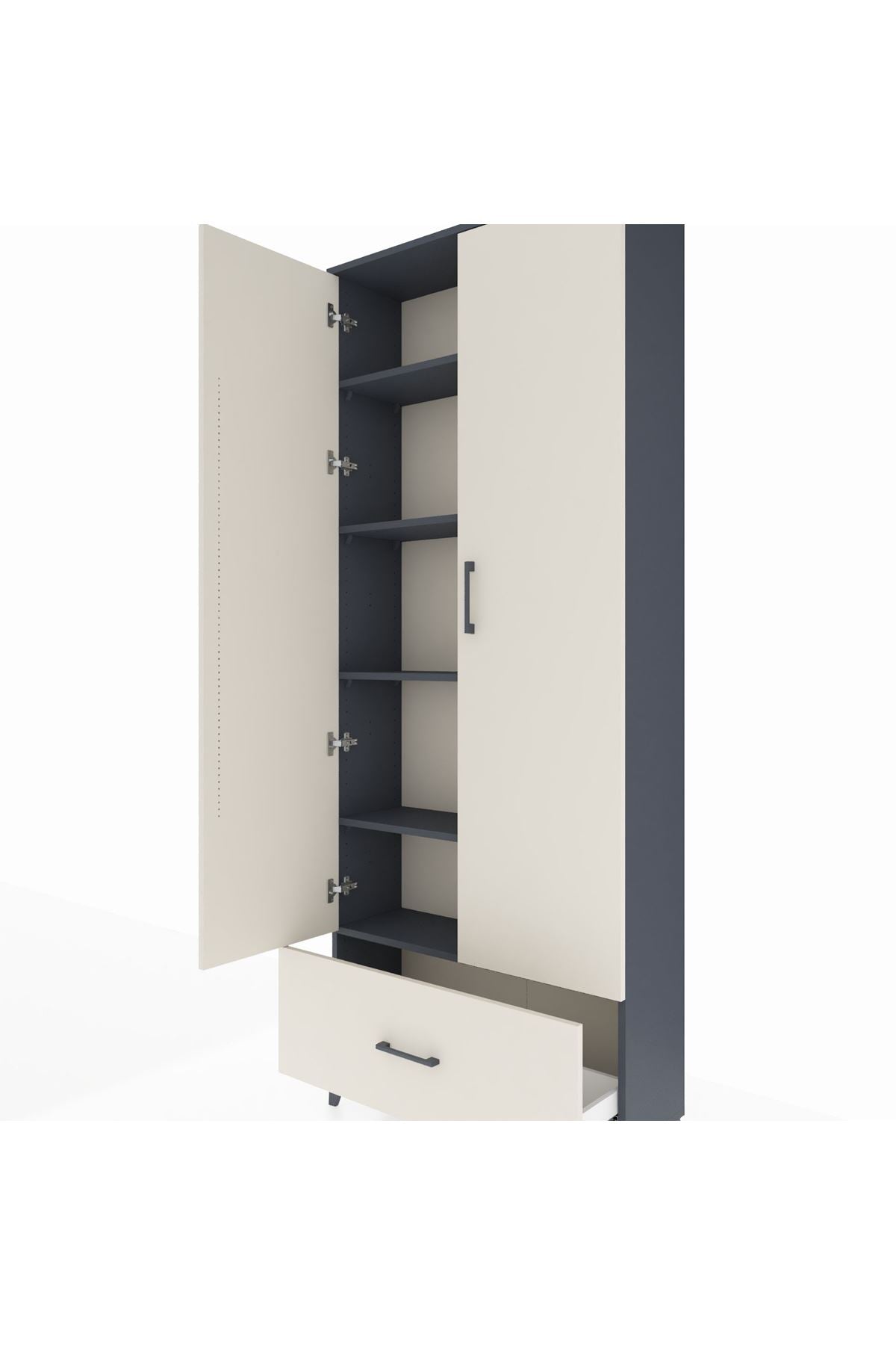 Arges Dolap 5 Raflı Tek Çekmeceli 2 Kapaklı 88x30x221 - S30M011V4A