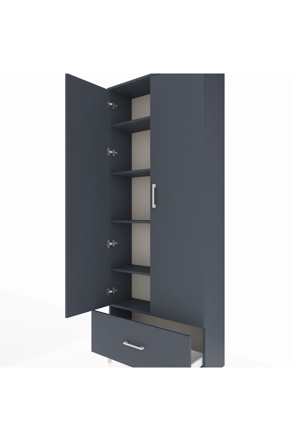 Arges Dolap 5 Raflı Tek Çekmeceli 2 Kapaklı 88x30x221 - S30M011V5A