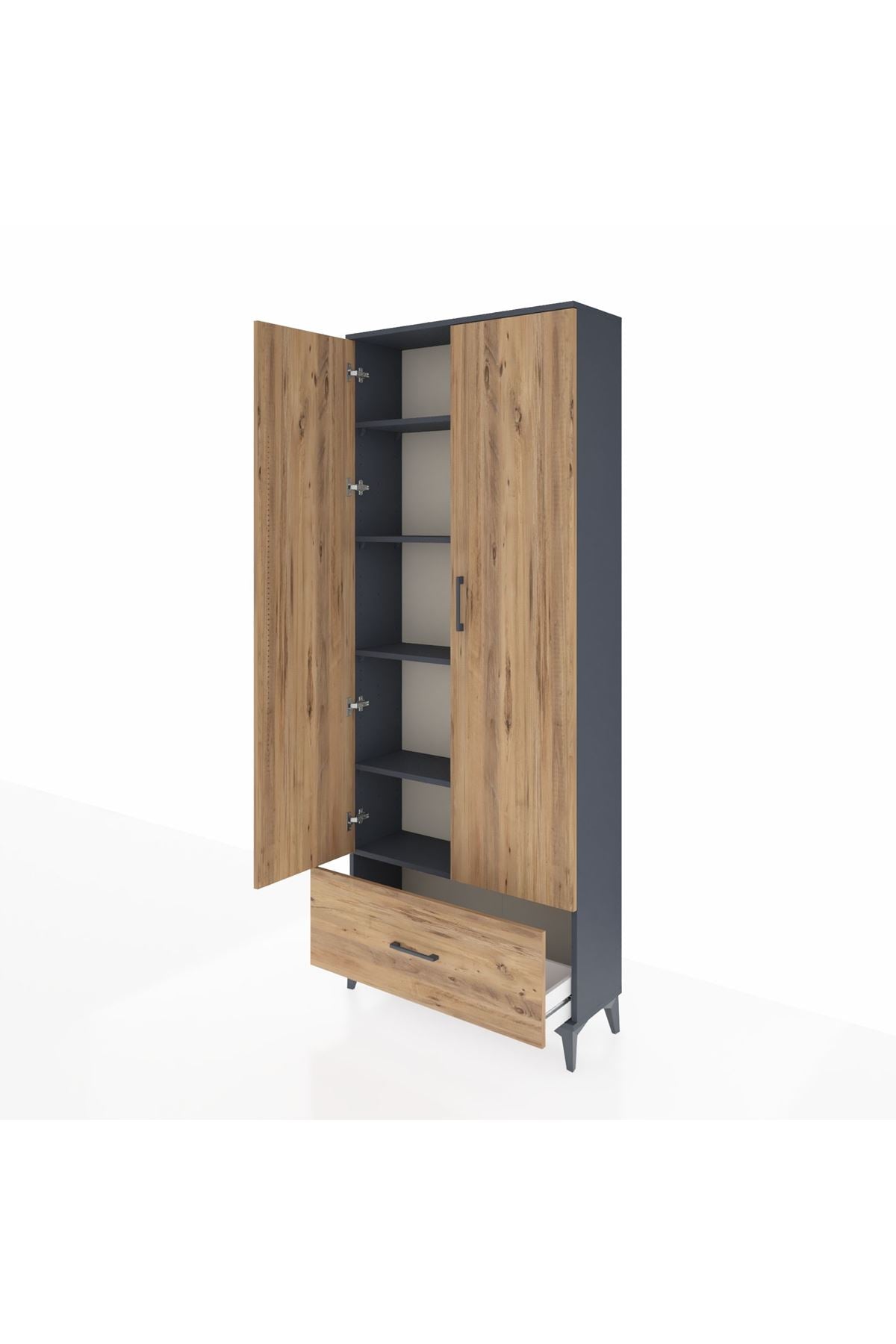 Arges Dolap 5 Raflı Tek Çekmeceli 2 Kapaklı 88x30x221 - S30M011V6A