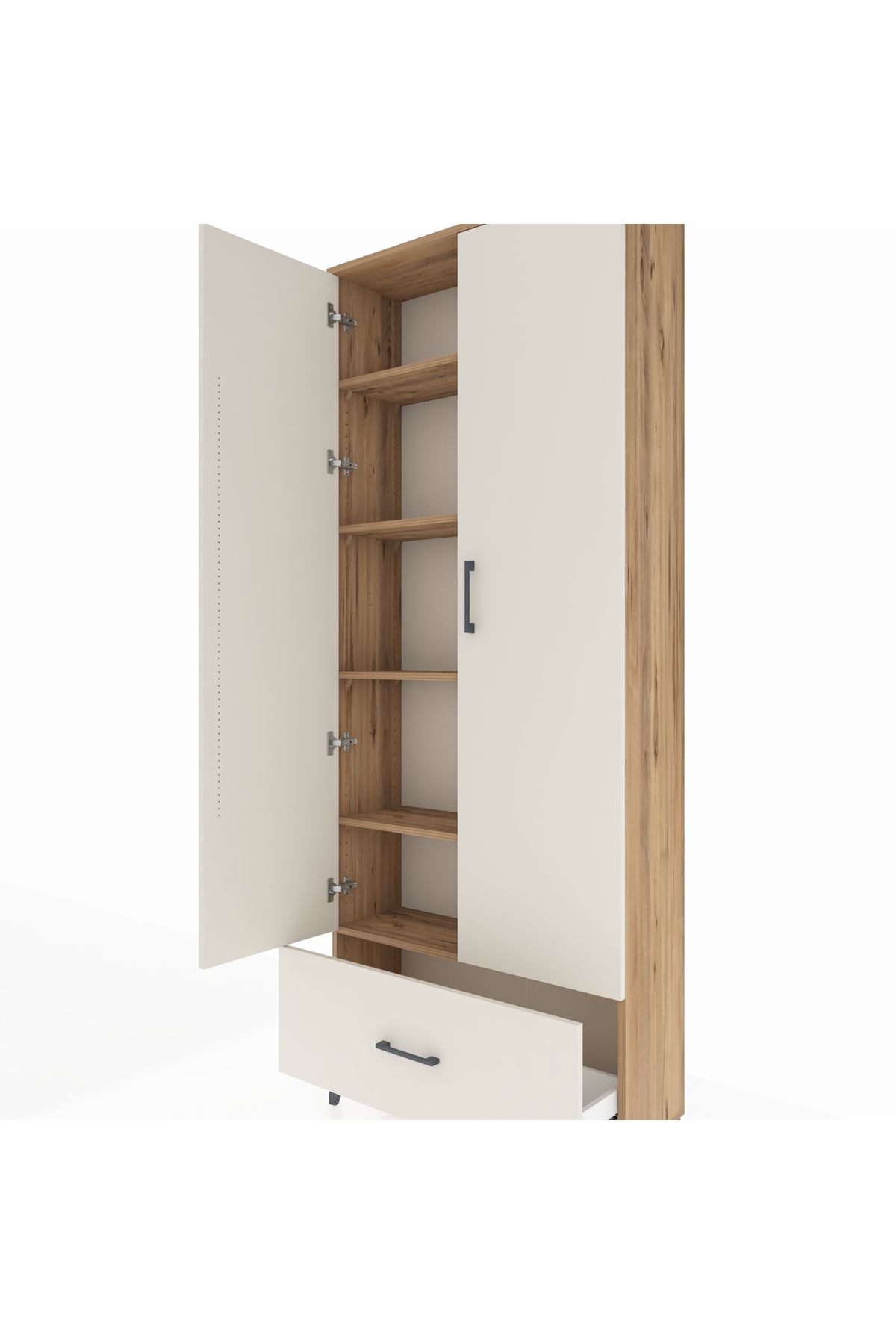 Arges Dolap 5 Raflı Tek Çekmeceli 2 Kapaklı 88x30x221 - S30M011V7A