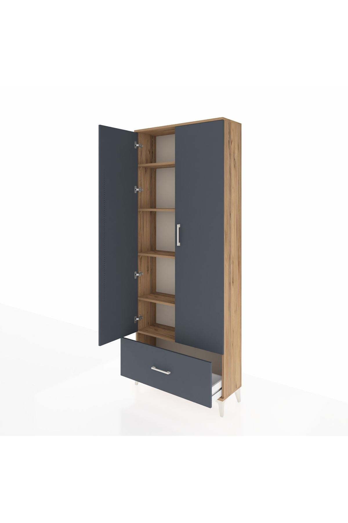 Arges Dolap 5 Raflı Tek Çekmeceli 2 Kapaklı 88x30x221 - S30M011V8A
