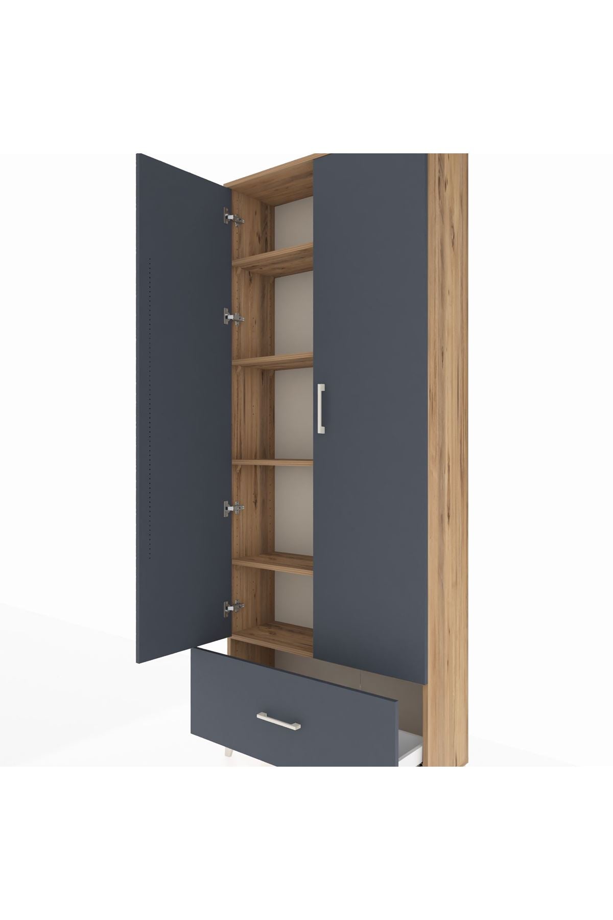 Arges Dolap 5 Raflı Tek Çekmeceli 2 Kapaklı 88x30x221 - S30M011V8A