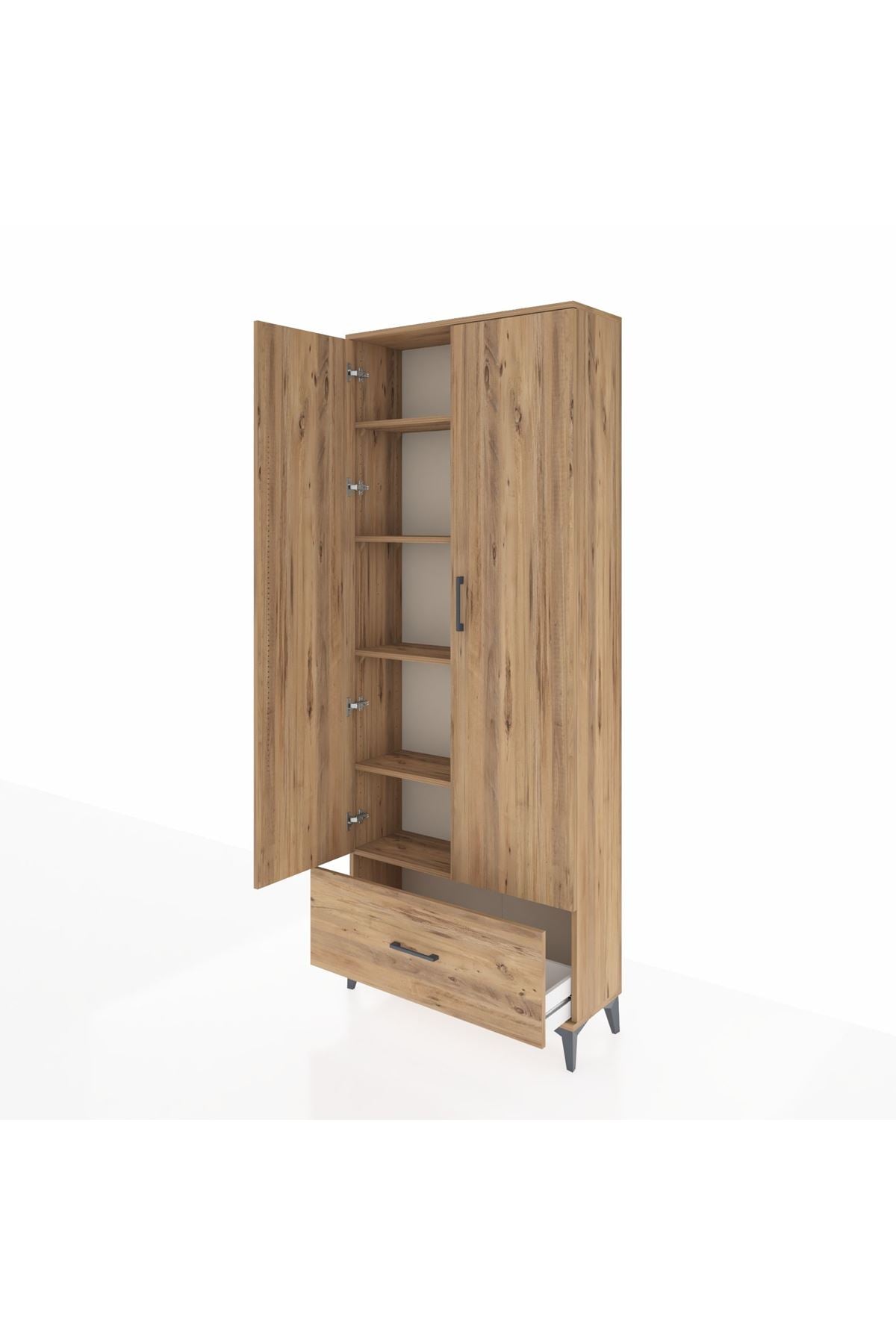 Arges Dolap 5 Raflı Tek Çekmeceli 2 Kapaklı 88x30x221 - S30M011V9A