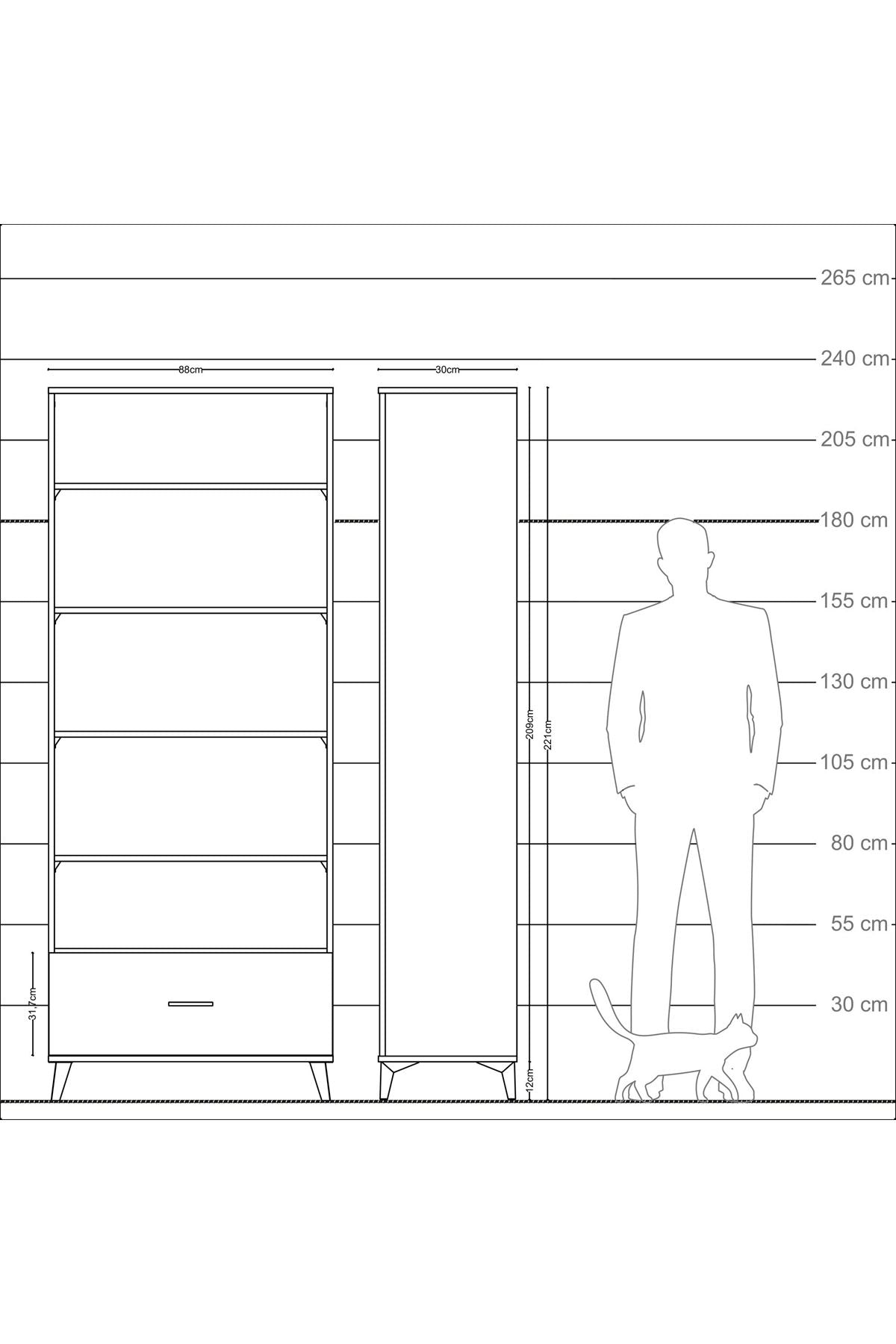 Arges Dolap 5 Raflı Tek Çekmeceli 88x30x221 - S30M012V7A