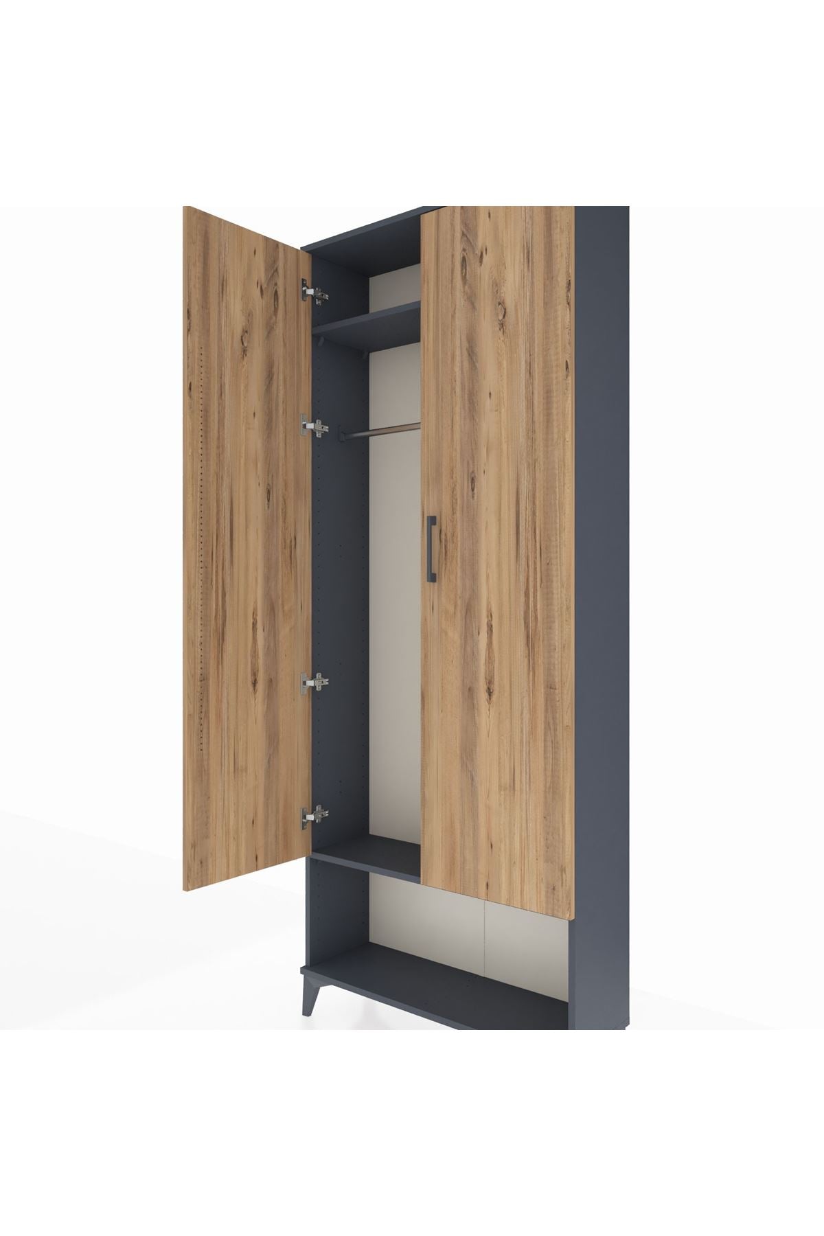 Arges Dolap 2 Raflı 2 Kapaklı Tek Askılı 88x30x221 - S30M013V6A