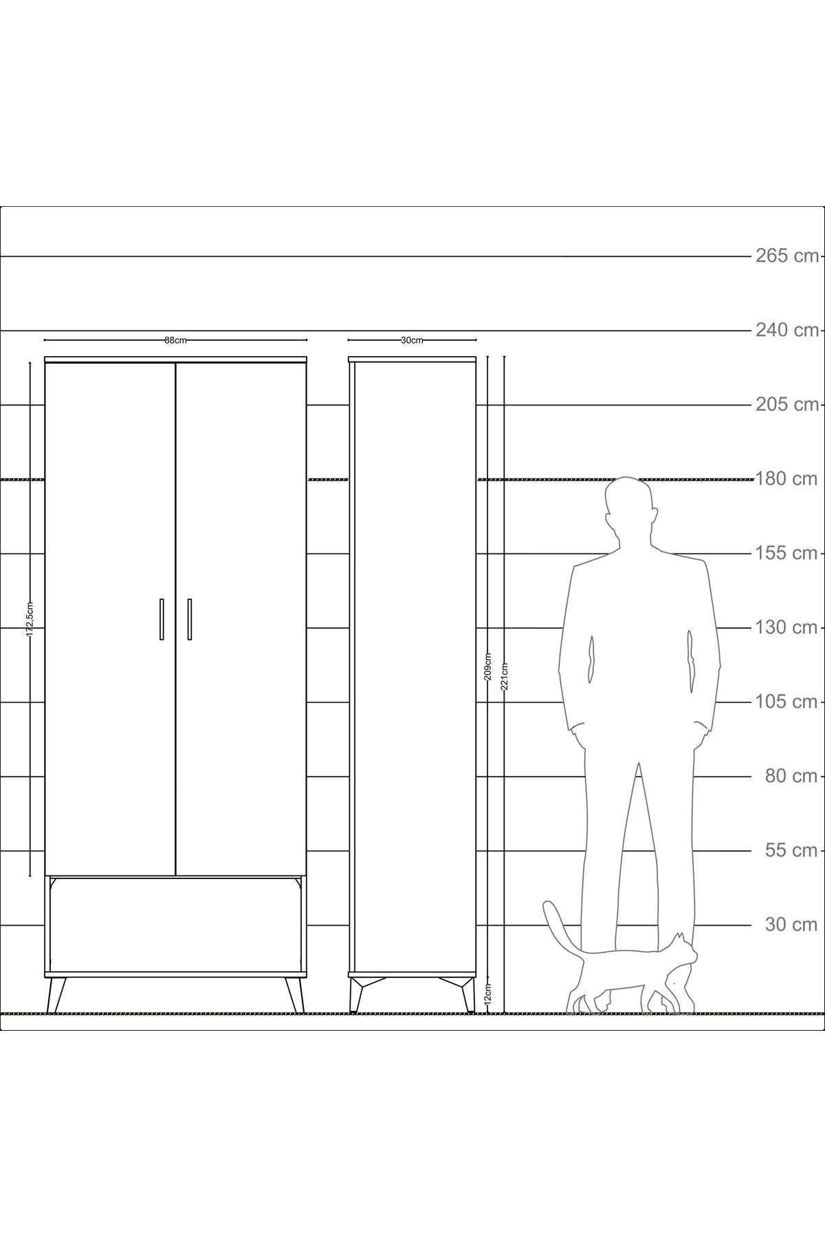 Arges Dolap 5 Raflı 2 Kapaklı 88x30x221 - S30M014V5A