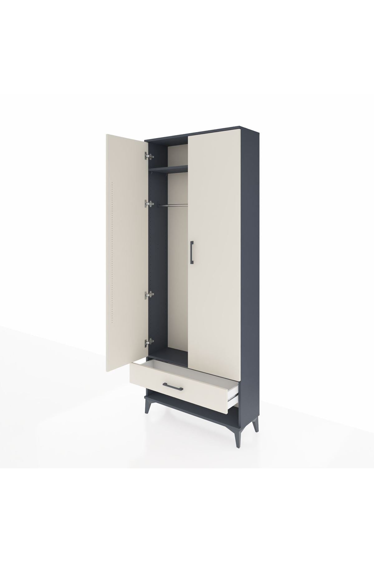 Arges Dolap 2 Raflı Tek Çekmeceli Tek Askılı 88x30x221 - S30M015V4A