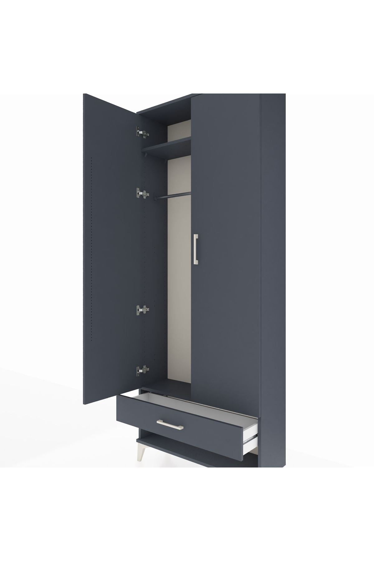Arges Dolap 2 Raflı Tek Çekmeceli Tek Askılı 88x30x221 - S30M015V5A