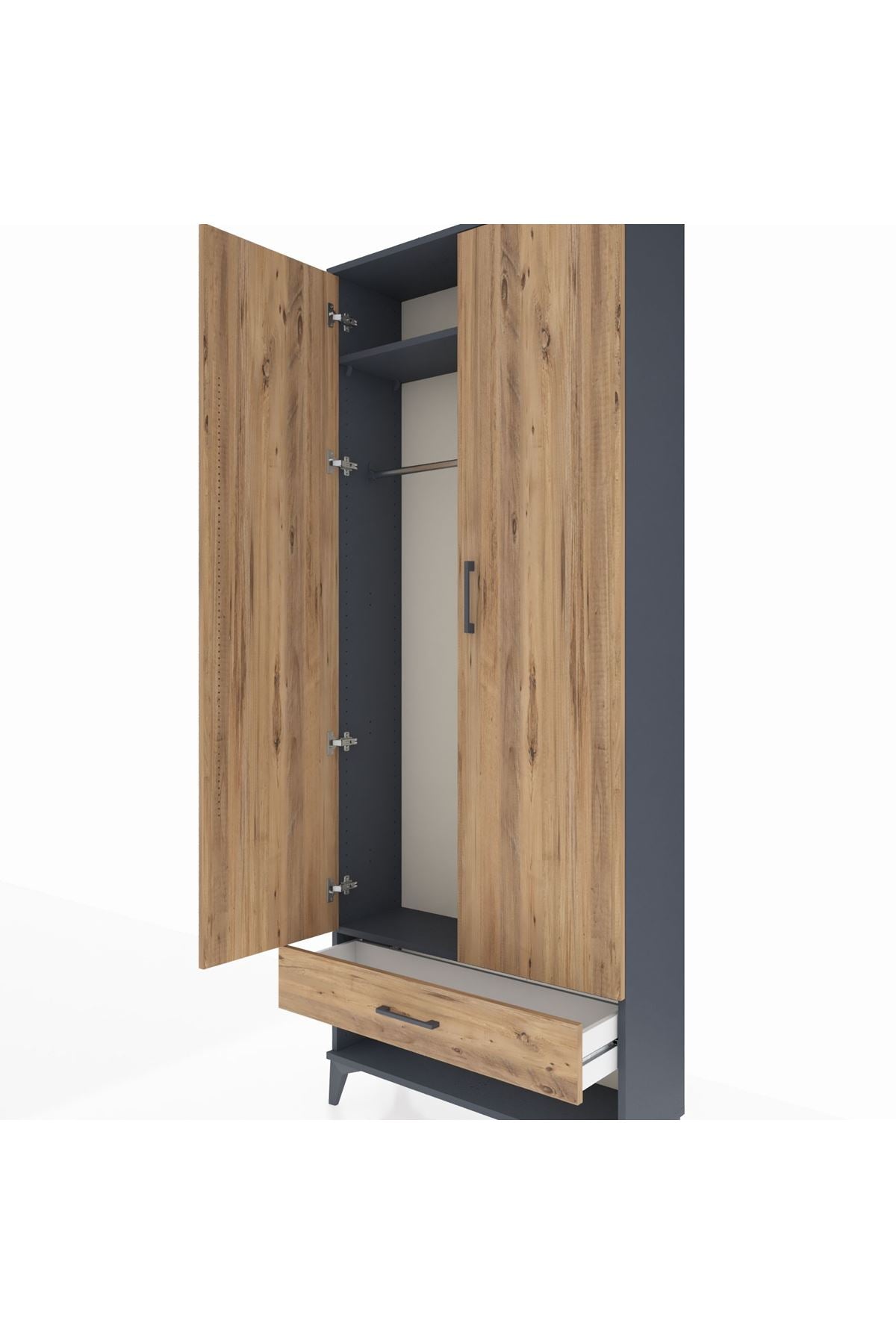 Arges Dolap 2 Raflı Tek Çekmeceli Tek Askılı 88x30x221 - S30M015V6A