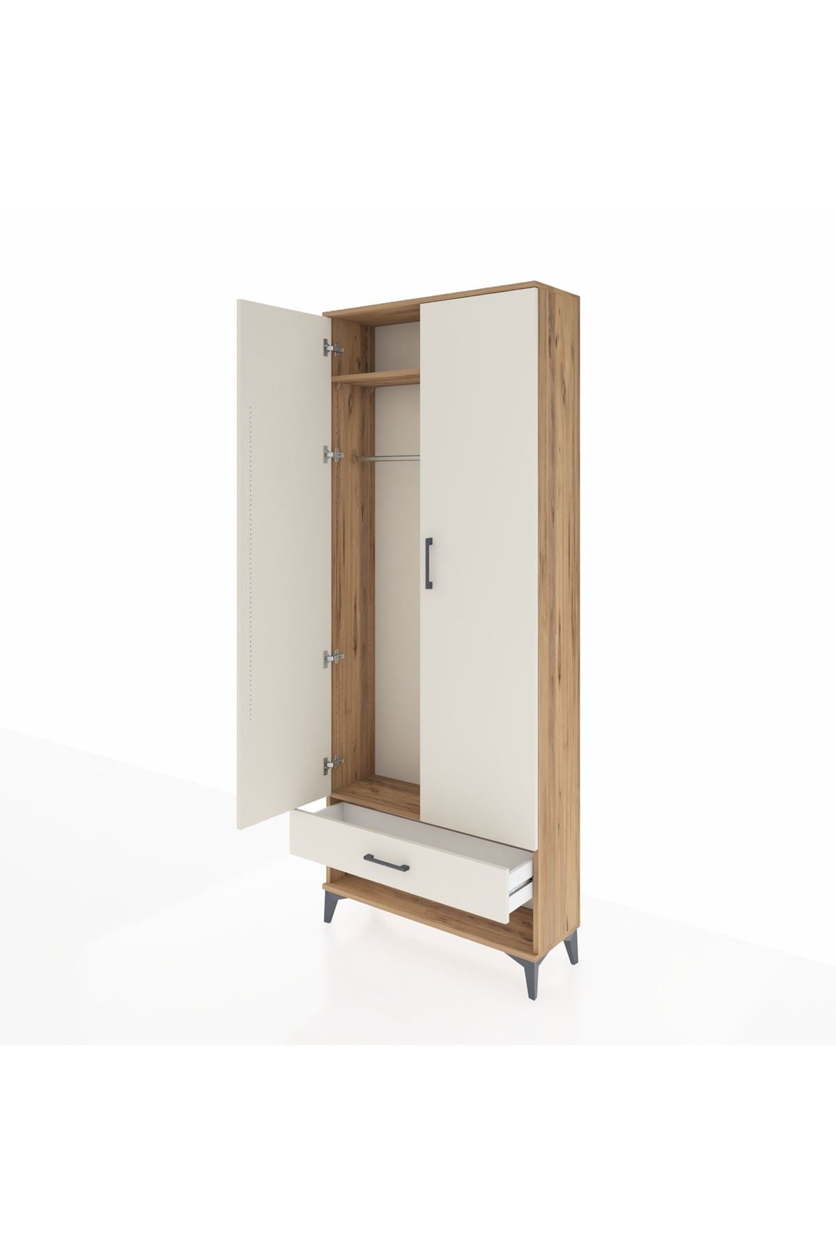 Arges Dolap 2 Raflı Tek Çekmeceli Tek Askılı 88x30x221 - S30M015V7A