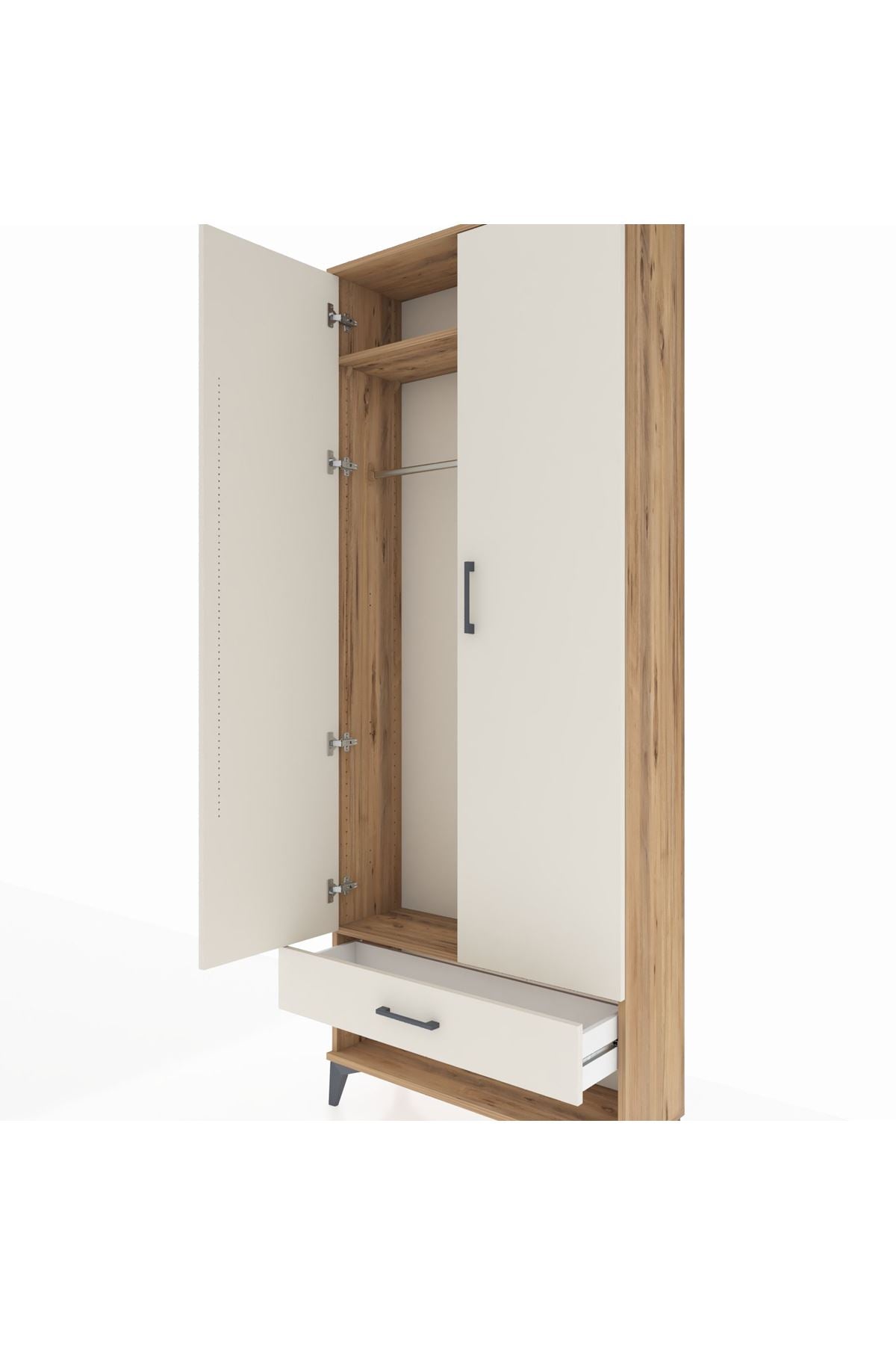 Arges Dolap 2 Raflı Tek Çekmeceli Tek Askılı 88x30x221 - S30M015V7A