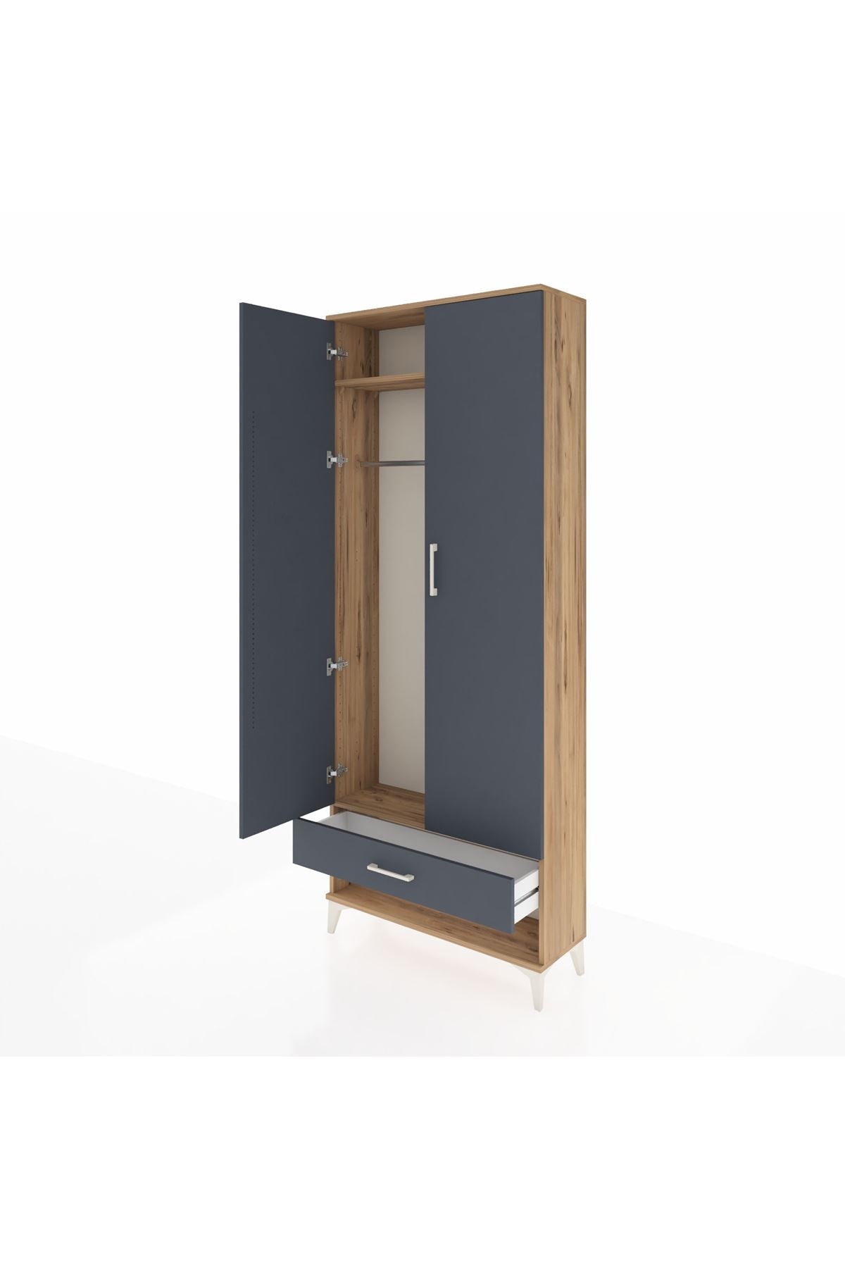 Arges Dolap 2 Raflı Tek Çekmeceli Tek Askılı 88x30x221 - S30M015V8A