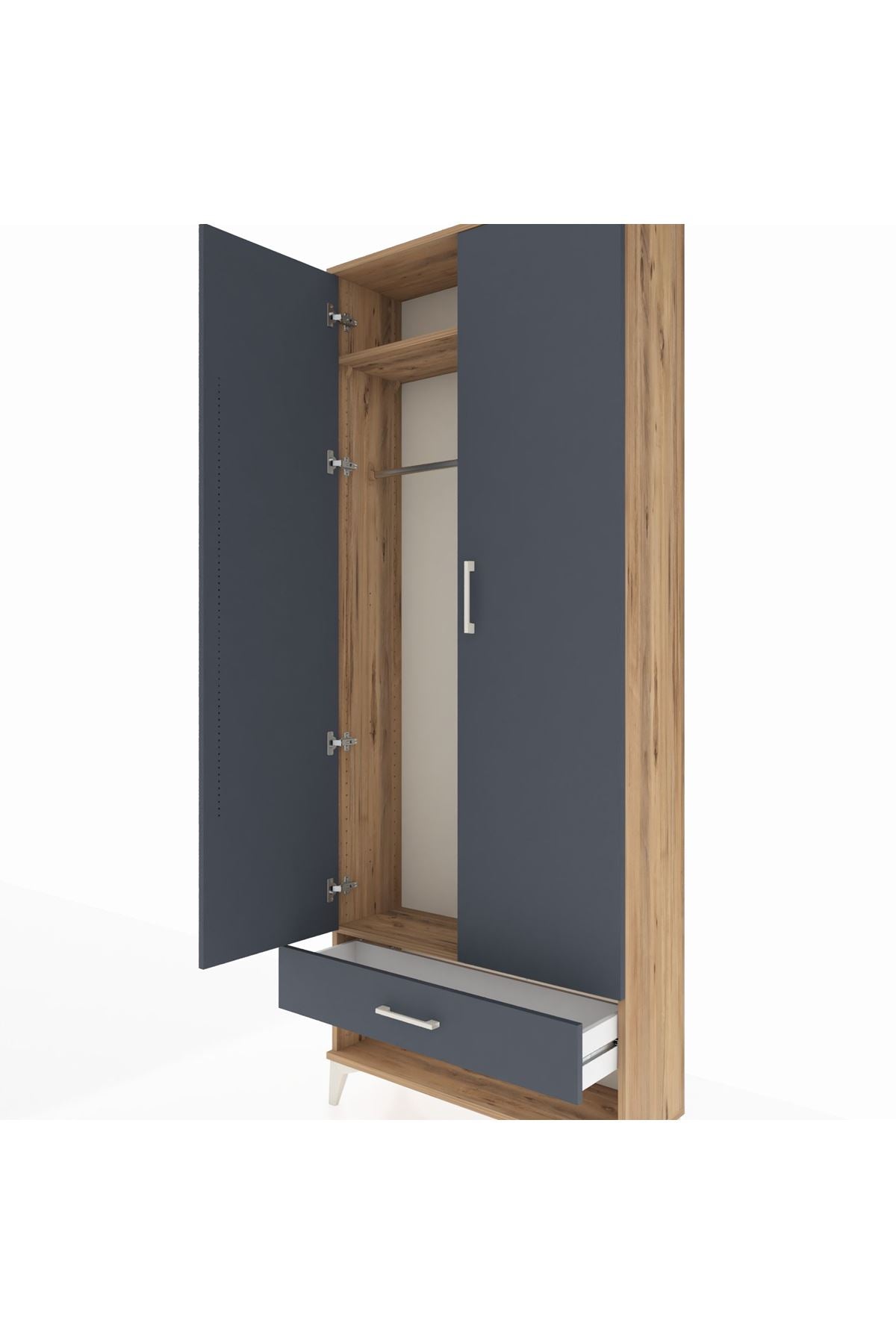 Arges Dolap 2 Raflı Tek Çekmeceli Tek Askılı 88x30x221 - S30M015V8A