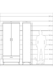 Arges Dolap 2 Raflı Tek Çekmeceli Tek Askılı 88x30x221 - S30M015V8A