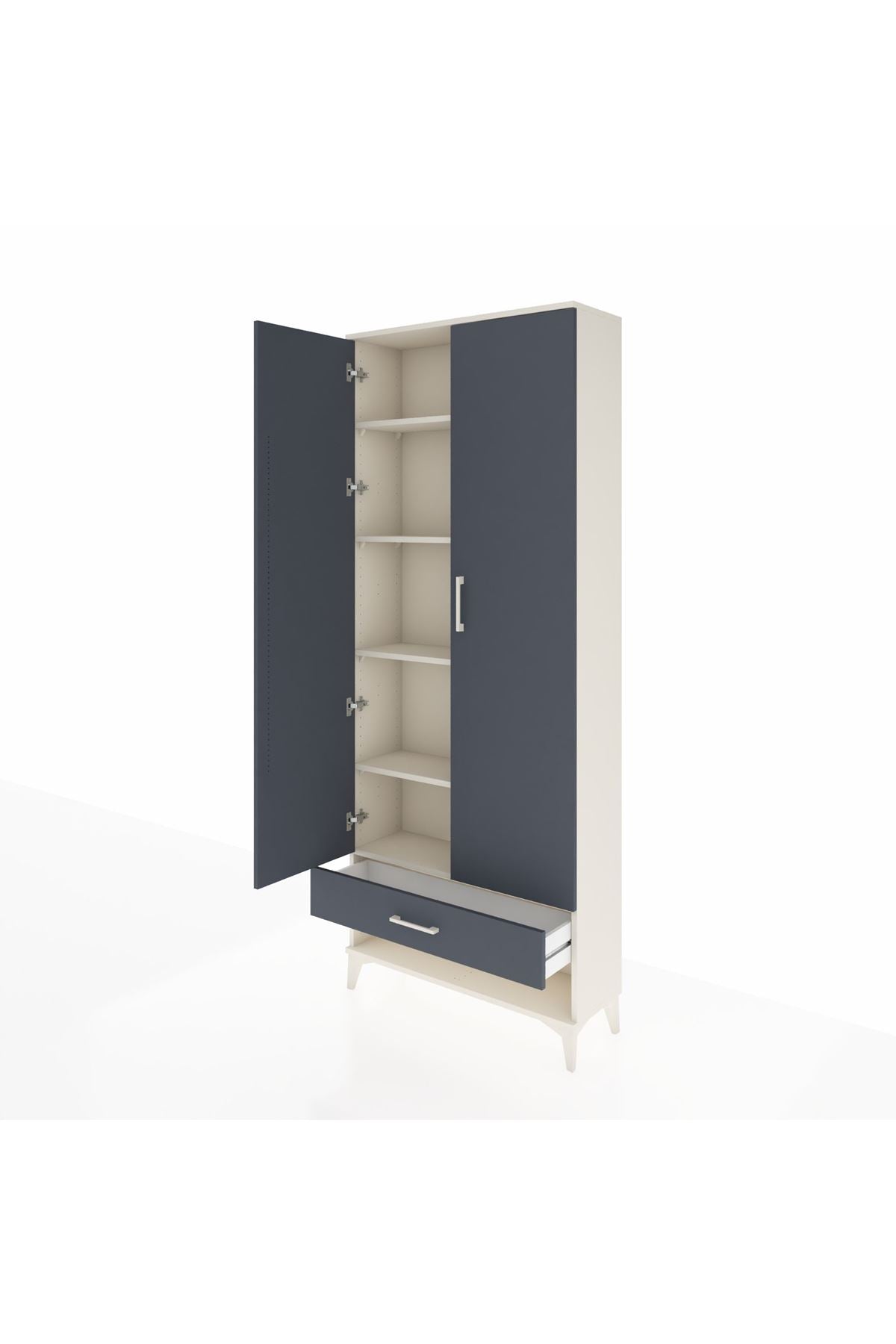 Arges Dolap 5 Raflı Tek Çekmeceli 2 Kapaklı 88x30x221 - S30M016V2A