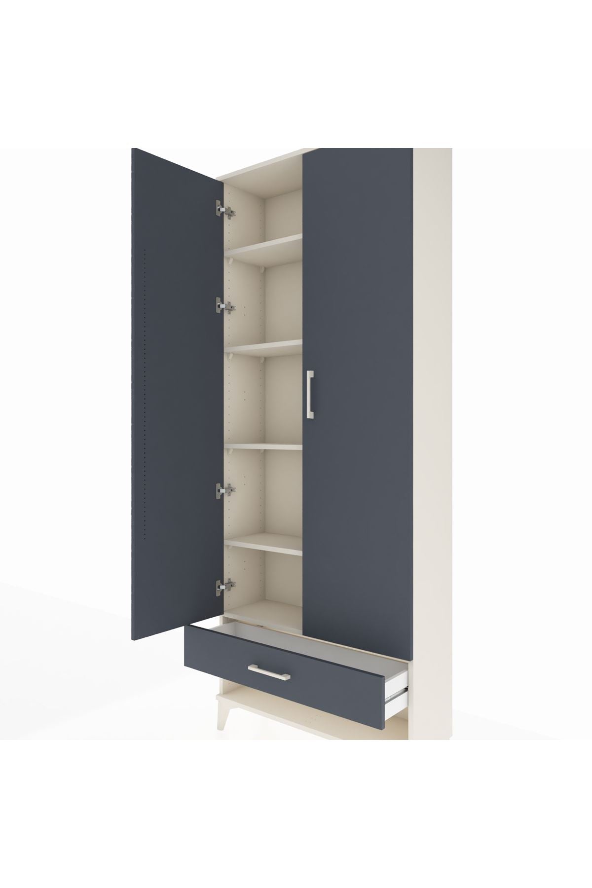 Arges Dolap 5 Raflı Tek Çekmeceli 2 Kapaklı 88x30x221 - S30M016V2A