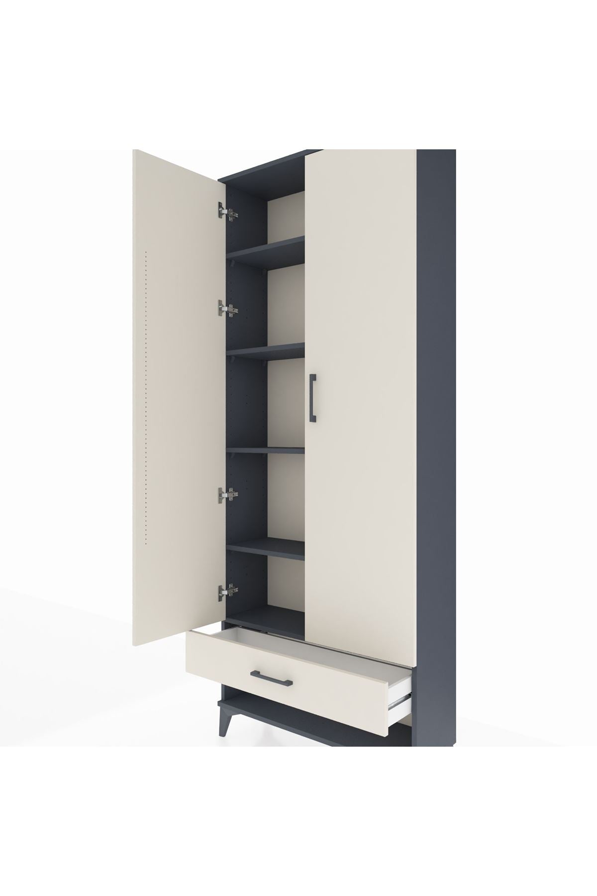 Arges Dolap 5 Raflı Tek Çekmeceli 2 Kapaklı 88x30x221 - S30M016V4A