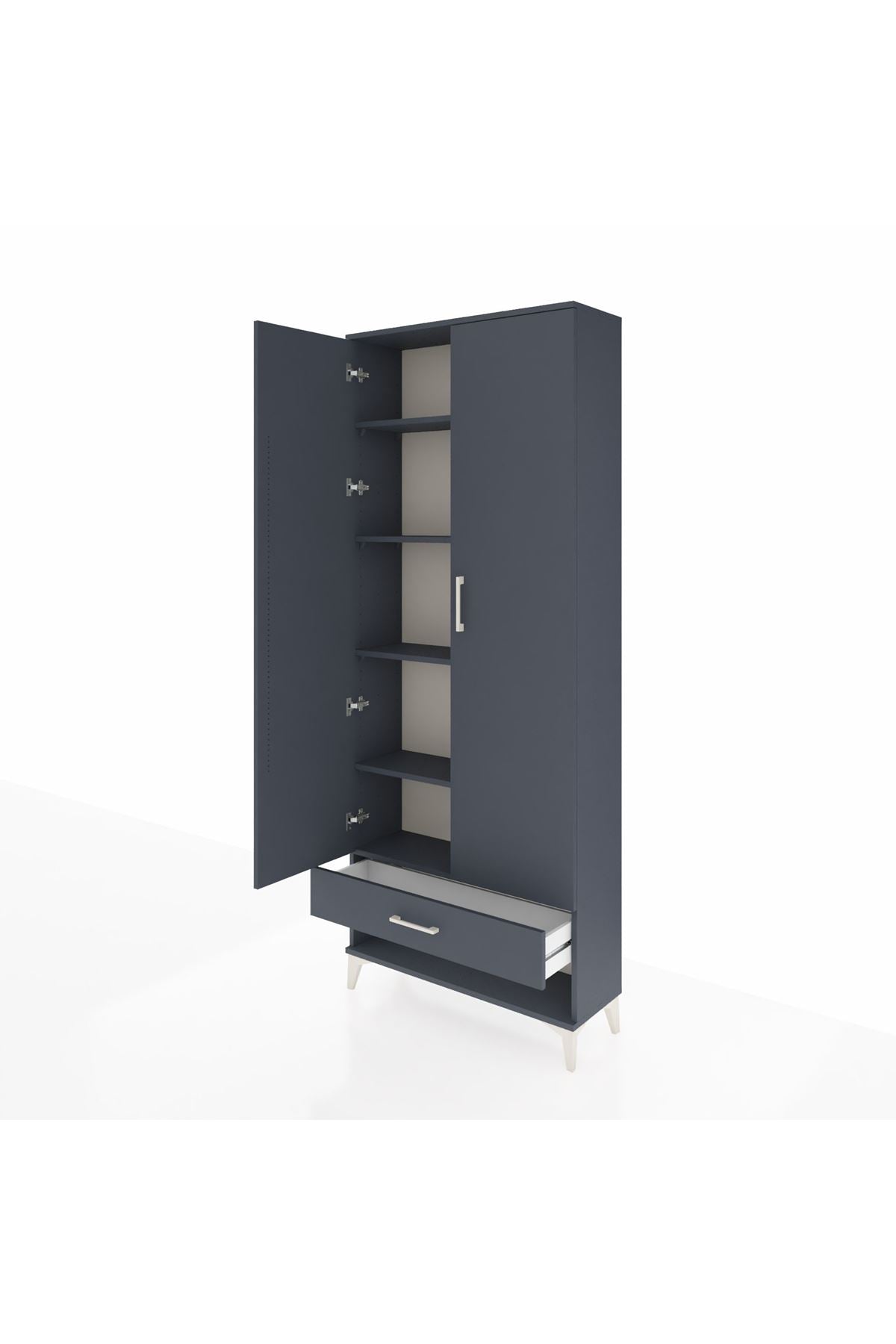 Arges Dolap 5 Raflı Tek Çekmeceli 2 Kapaklı 88x30x221 - S30M016V5A