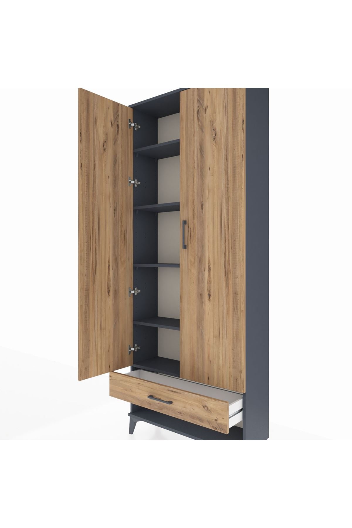 Arges Dolap 5 Raflı Tek Çekmeceli 2 Kapaklı 88x30x221 - S30M016V6A