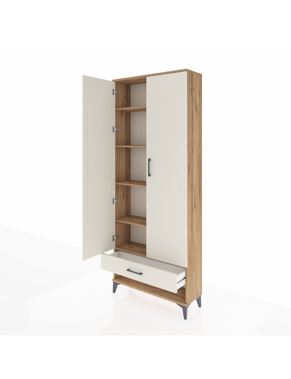 Arges Dolap 5 Raflı Tek Çekmeceli 2 Kapaklı 88x30x221 - S30M016V7A