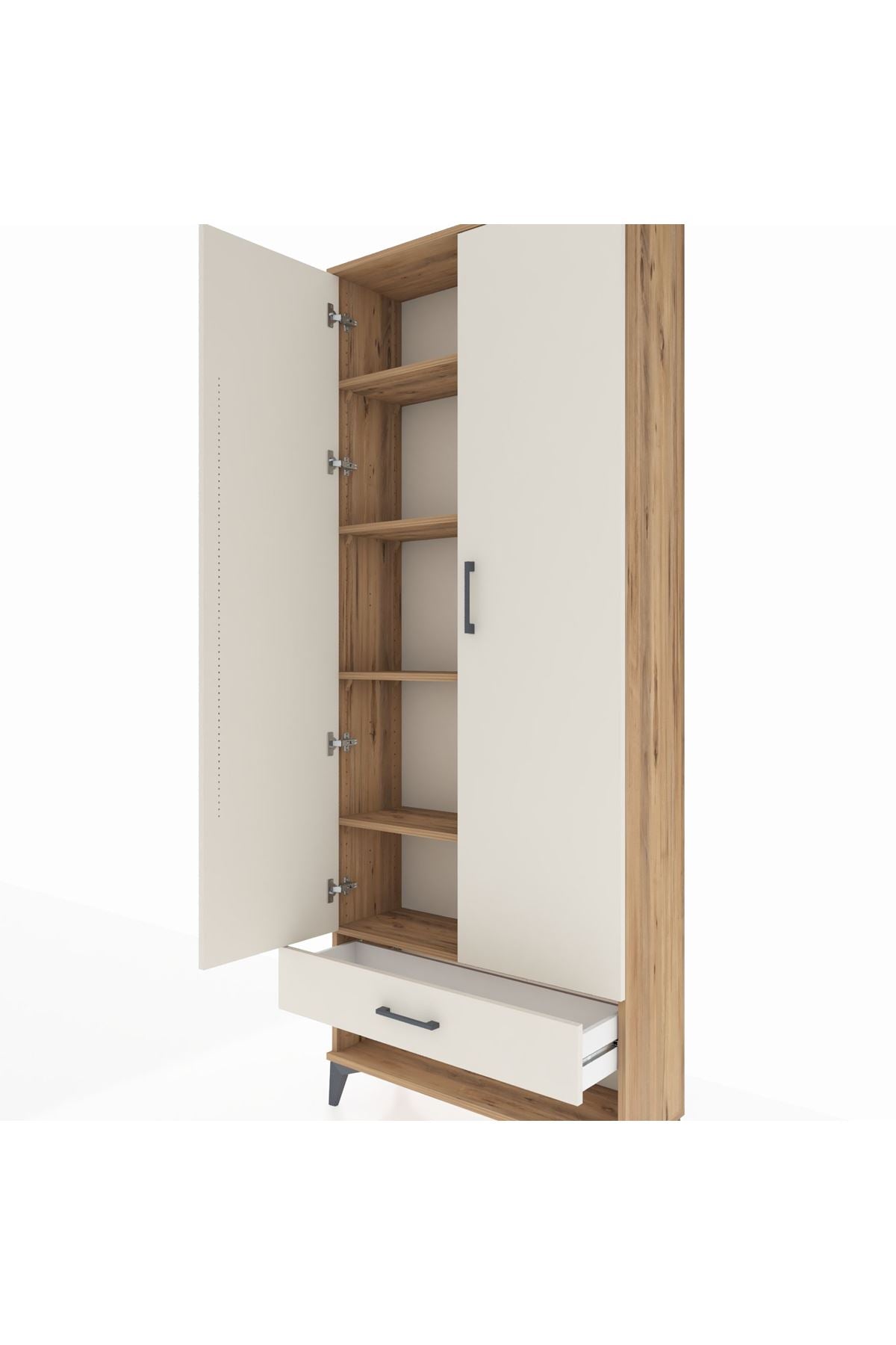 Arges Dolap 5 Raflı Tek Çekmeceli 2 Kapaklı 88x30x221 - S30M016V7A