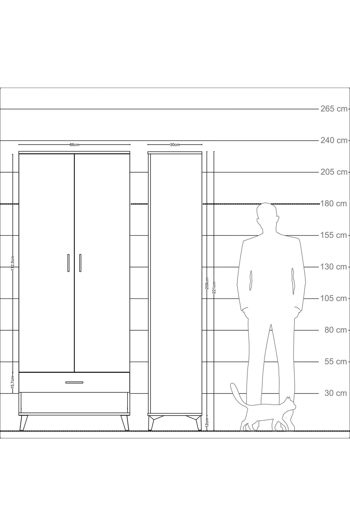 Arges Dolap 5 Raflı Tek Çekmeceli 2 Kapaklı 88x30x221 - S30M016V8A