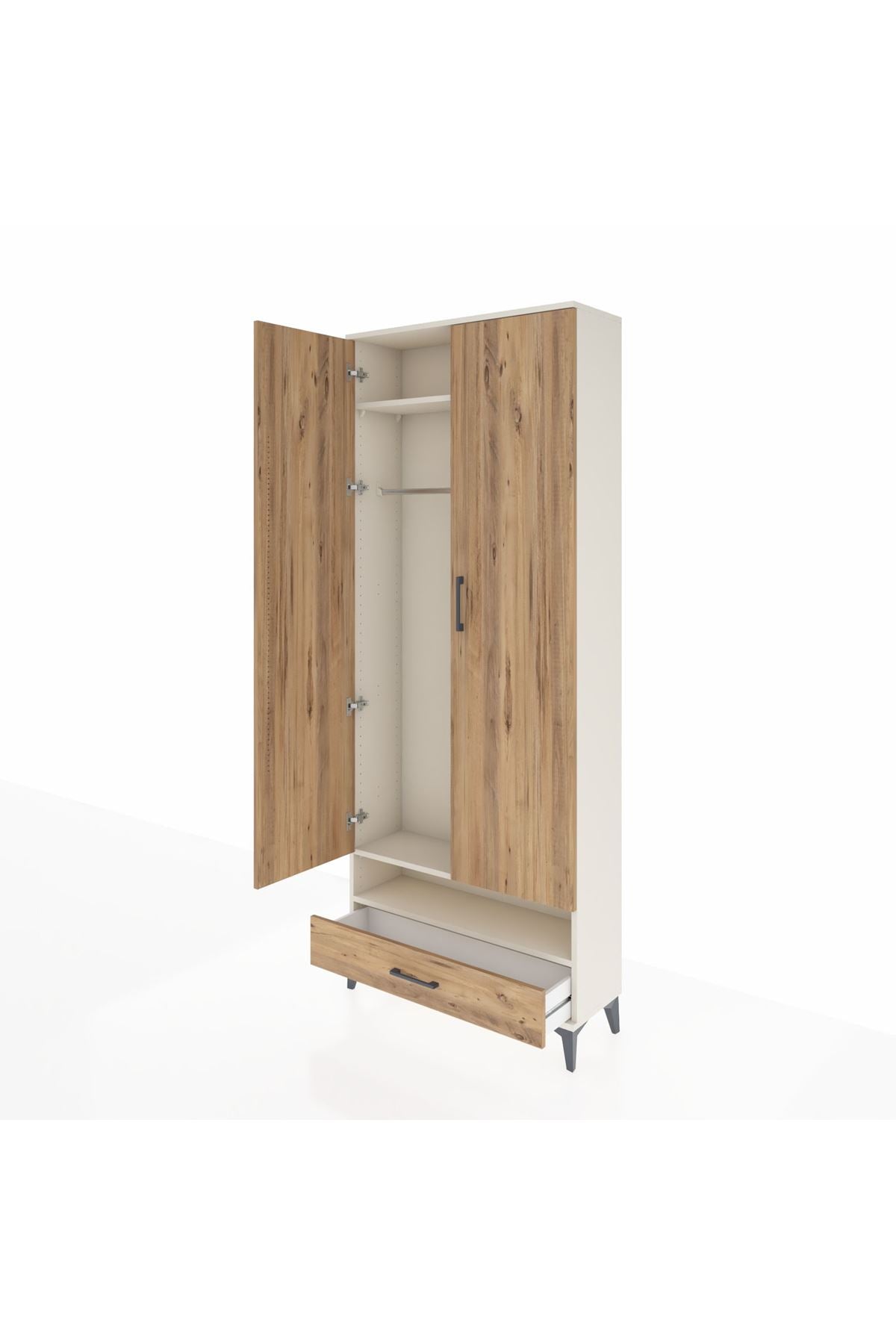 Arges Dolap 2 Raflı Tek Çekmeceli Tek Askılı 88x30x221 - S30M017V3A