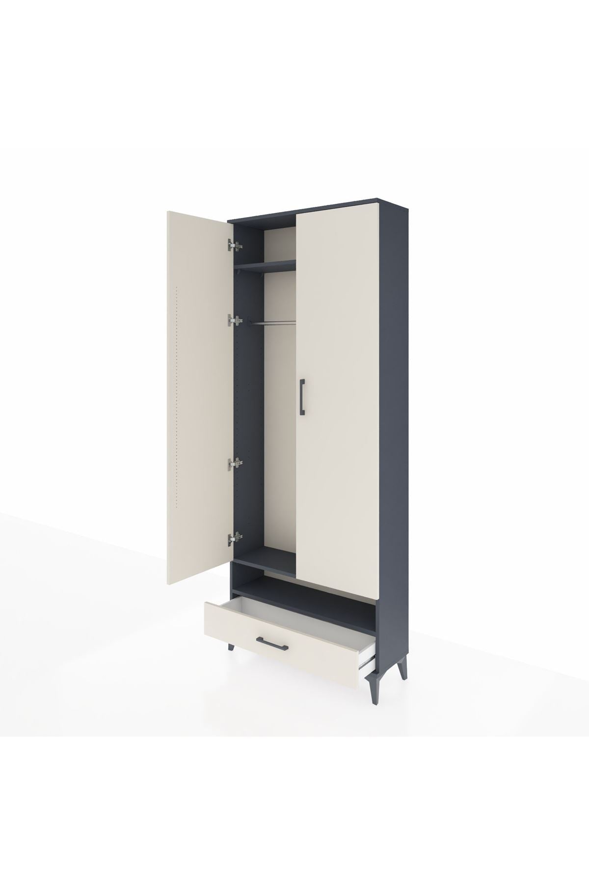 Arges Dolap 2 Raflı Tek Çekmeceli Tek Askılı 88x30x221 - S30M017V4A