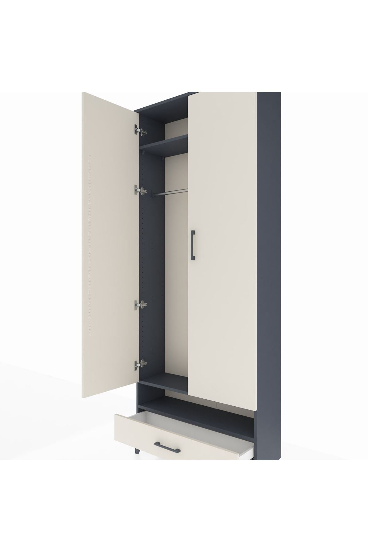 Arges Dolap 2 Raflı Tek Çekmeceli Tek Askılı 88x30x221 - S30M017V4A