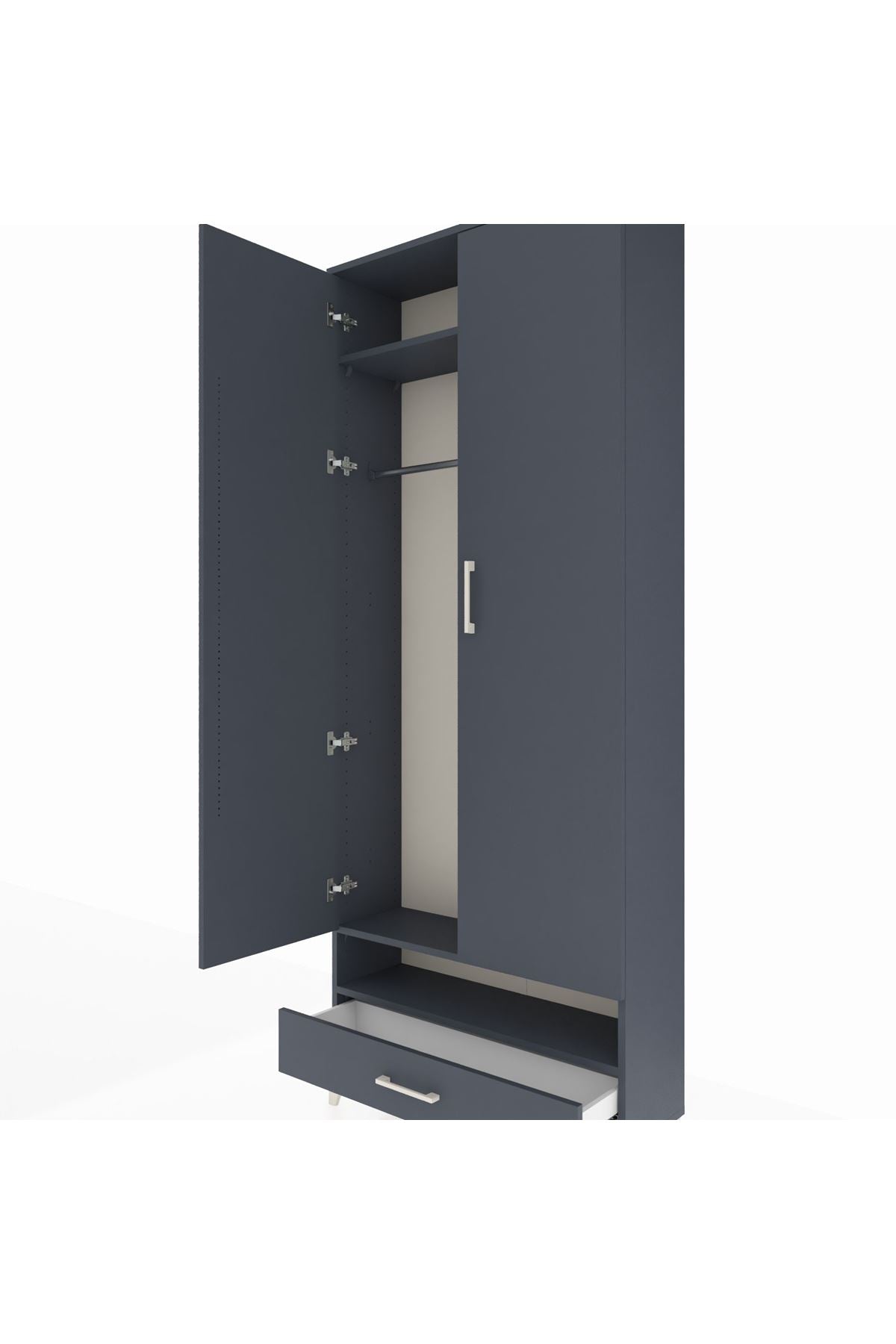 Arges Dolap 2 Raflı Tek Çekmeceli Tek Askılı 88x30x221 - S30M017V5A