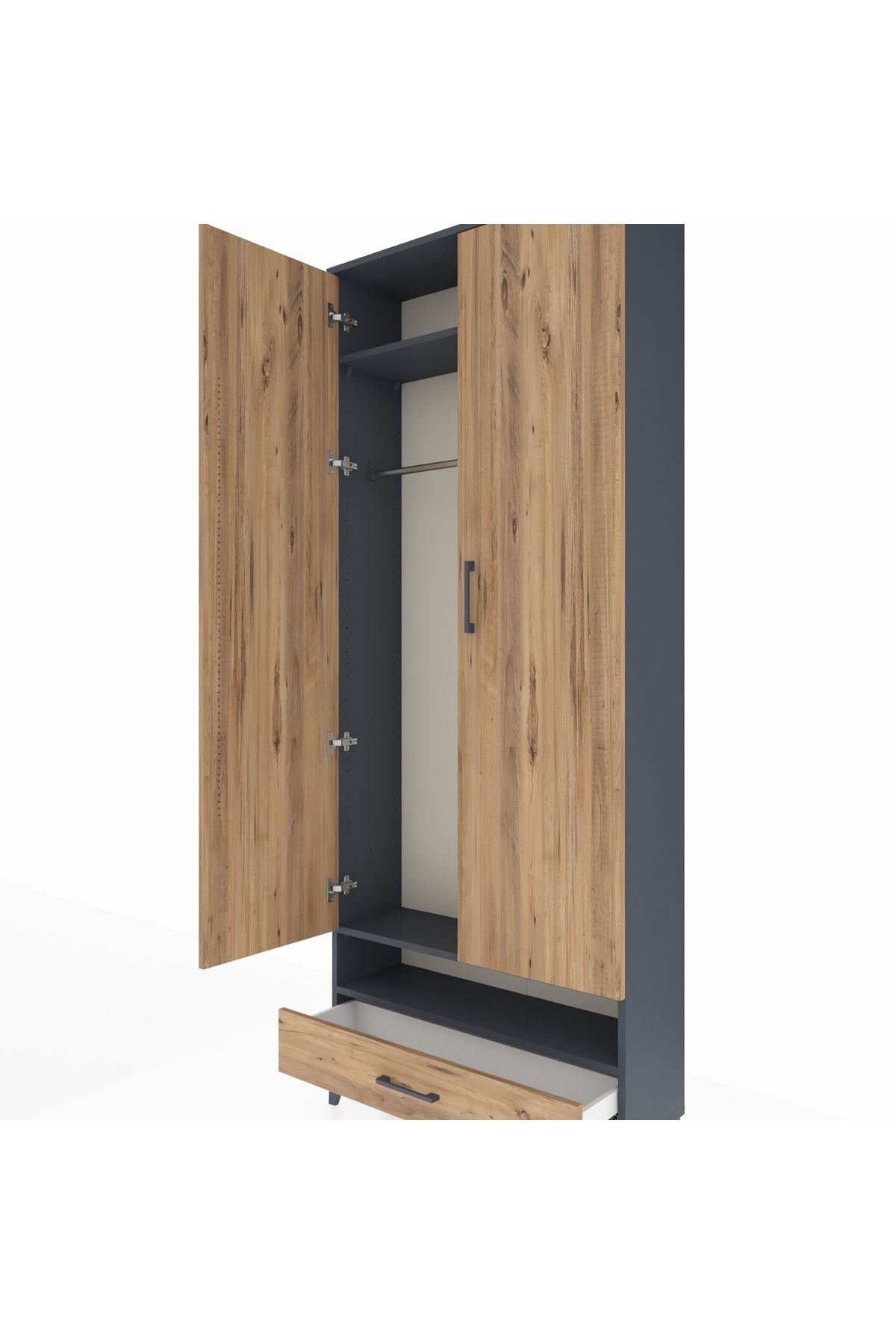 Arges Dolap 2 Raflı Tek Çekmeceli Tek Askılı 88x30x221 - S30M017V6A