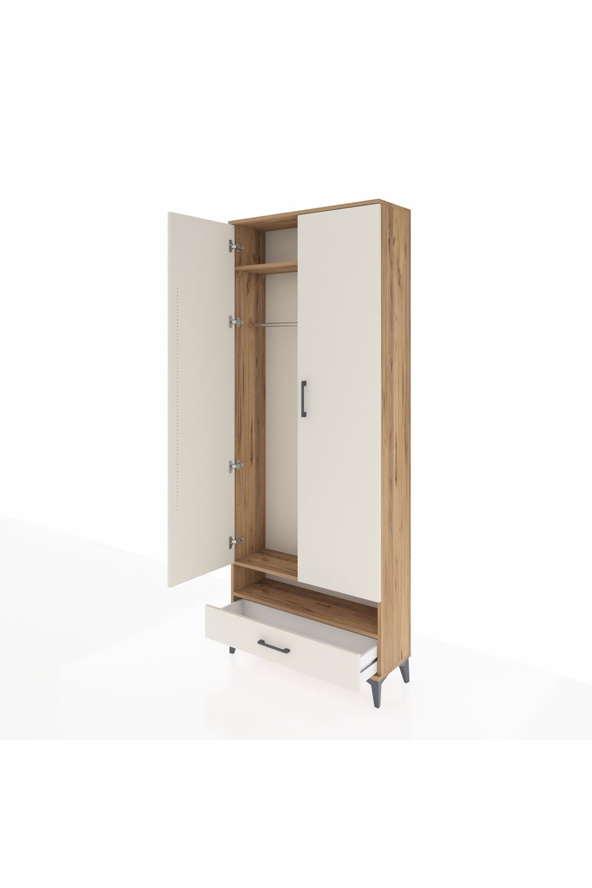 Arges Dolap 2 Raflı Tek Çekmeceli Tek Askılı 88x30x221 - S30M017V7A