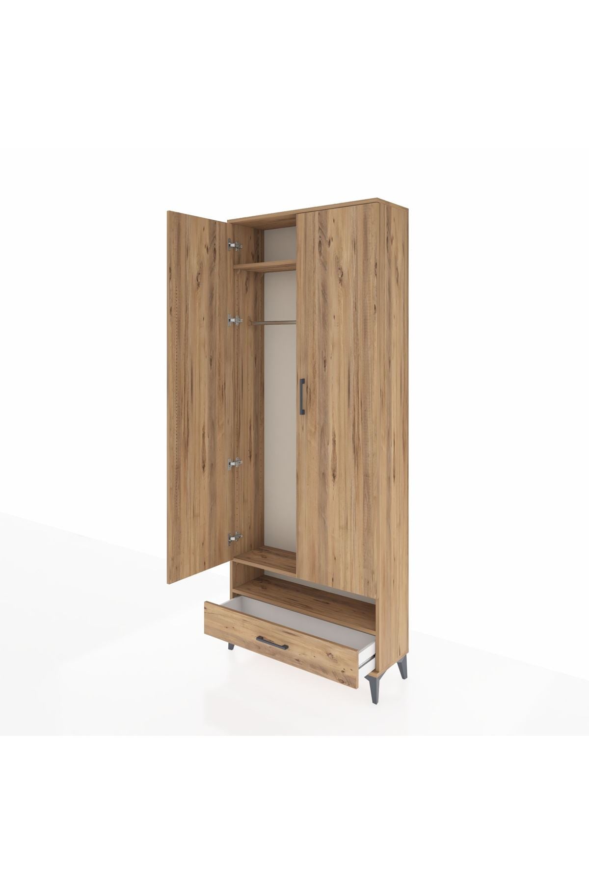 Arges Dolap 2 Raflı Tek Çekmeceli Tek Askılı 88x30x221 - S30M017V9A