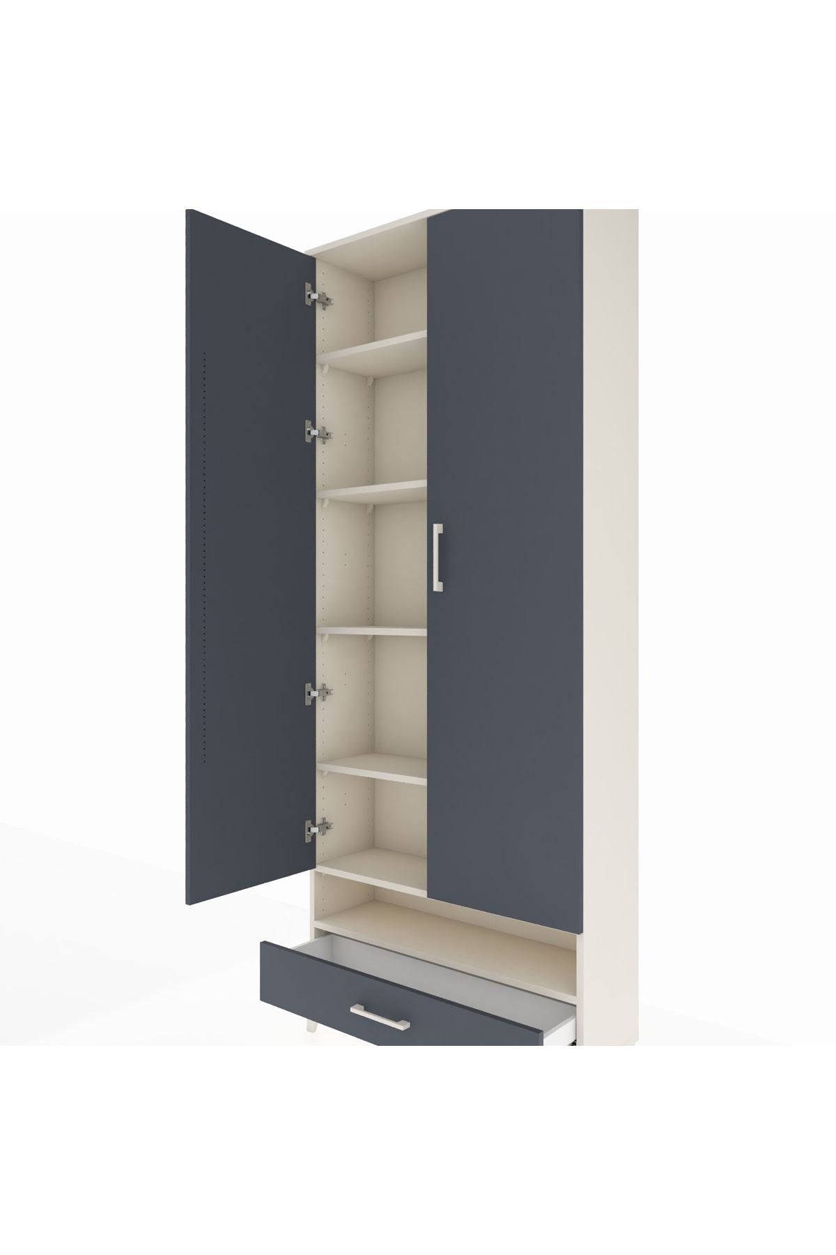 Arges Dolap 6 Raflı Tek Çekmeceli 2 Kapaklı 88x30x221 - S30M018V2A