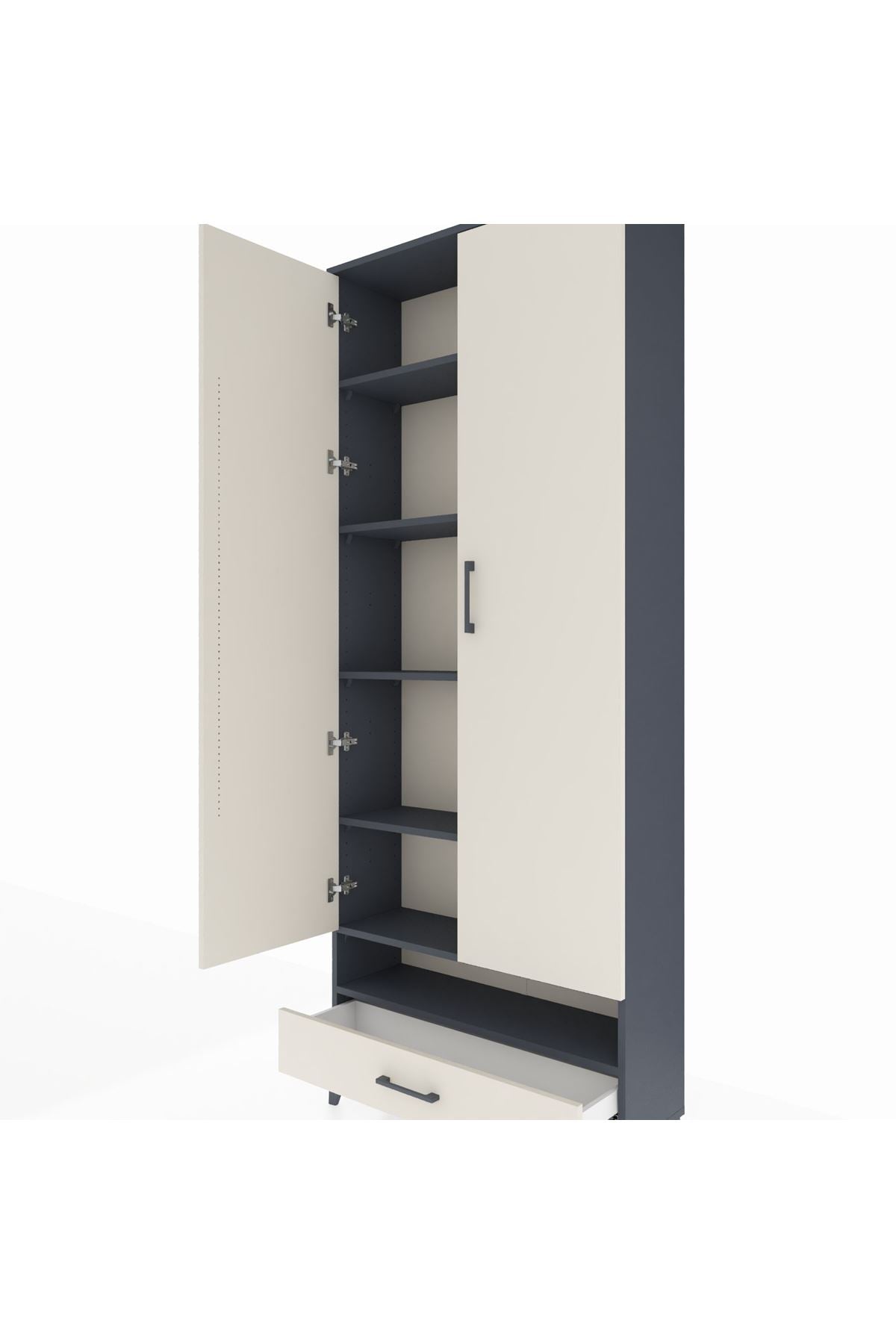 Arges Dolap 6 Raflı Tek Çekmeceli 2 Kapaklı 88x30x221 - S30M018V4A