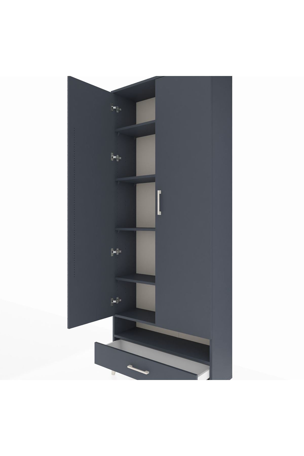 Arges Dolap 6 Raflı Tek Çekmeceli 2 Kapaklı 88x30x221 - S30M018V5A