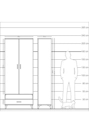 Arges Dolap 6 Raflı Tek Çekmeceli 2 Kapaklı 88x30x221 - S30M018V5A