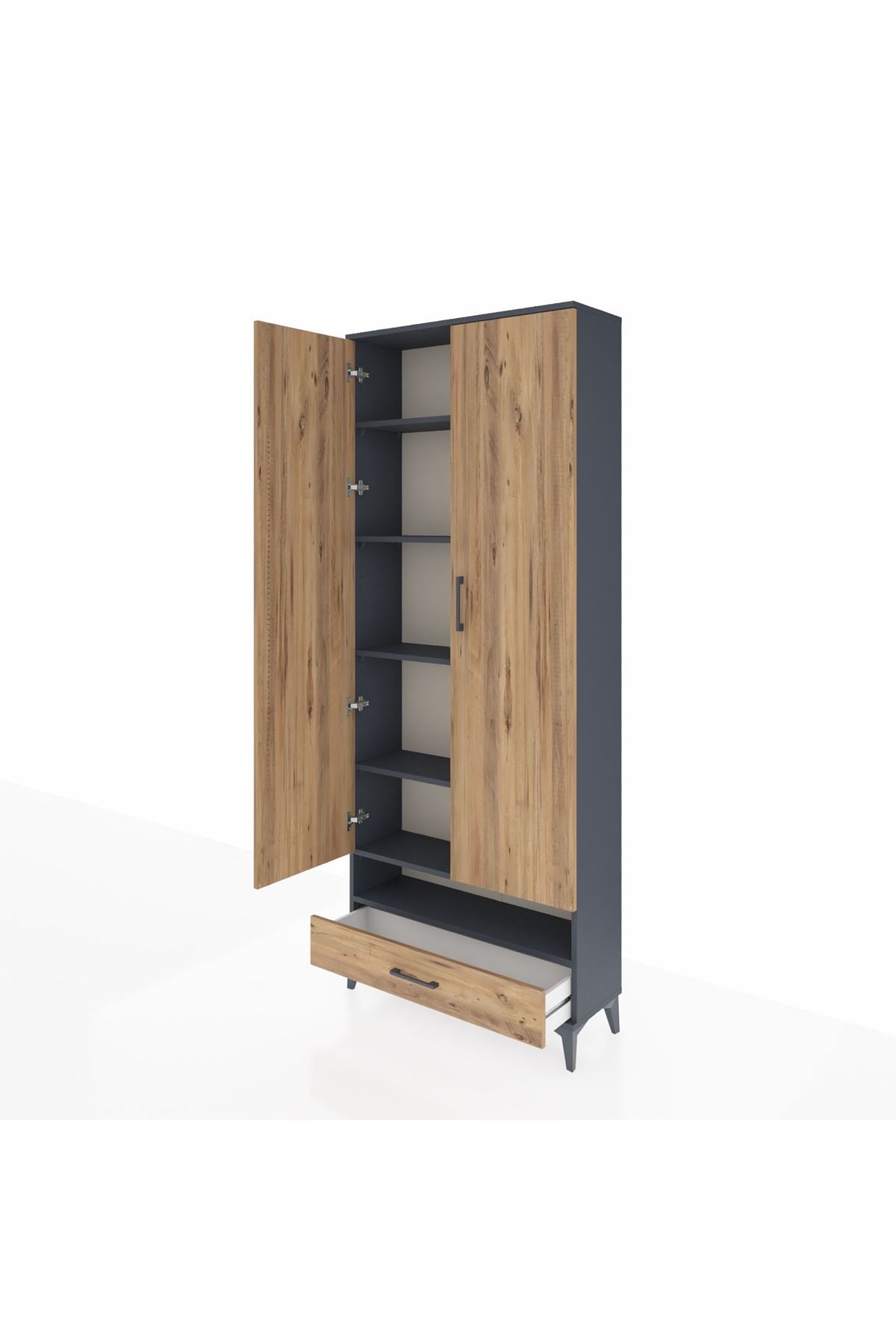 Arges Dolap 6 Raflı Tek Çekmeceli 2 Kapaklı 88x30x221 - S30M018V6A