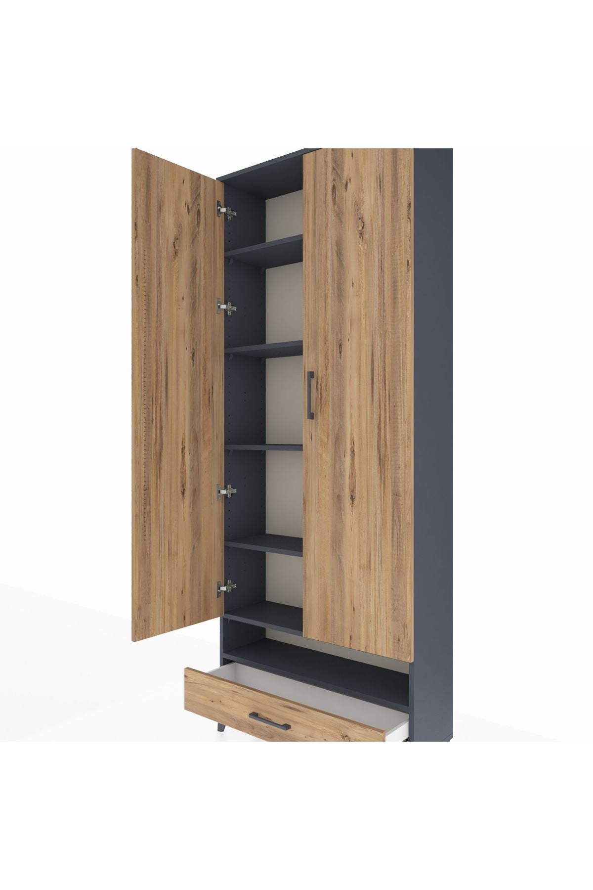 Arges Dolap 6 Raflı Tek Çekmeceli 2 Kapaklı 88x30x221 - S30M018V6A