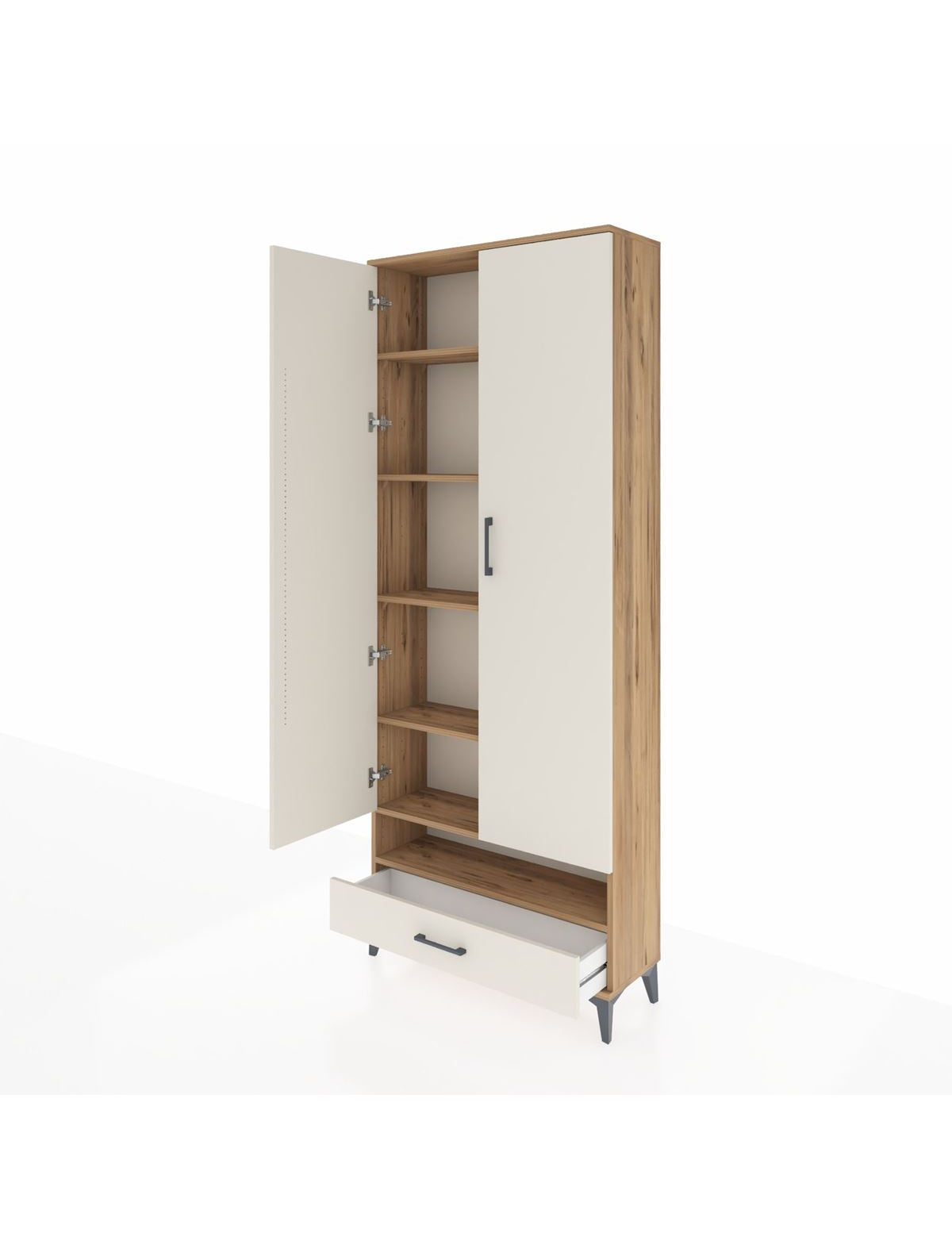 Arges Dolap 6 Raflı Tek Çekmeceli 2 Kapaklı 88x30x221 - S30M018V7A