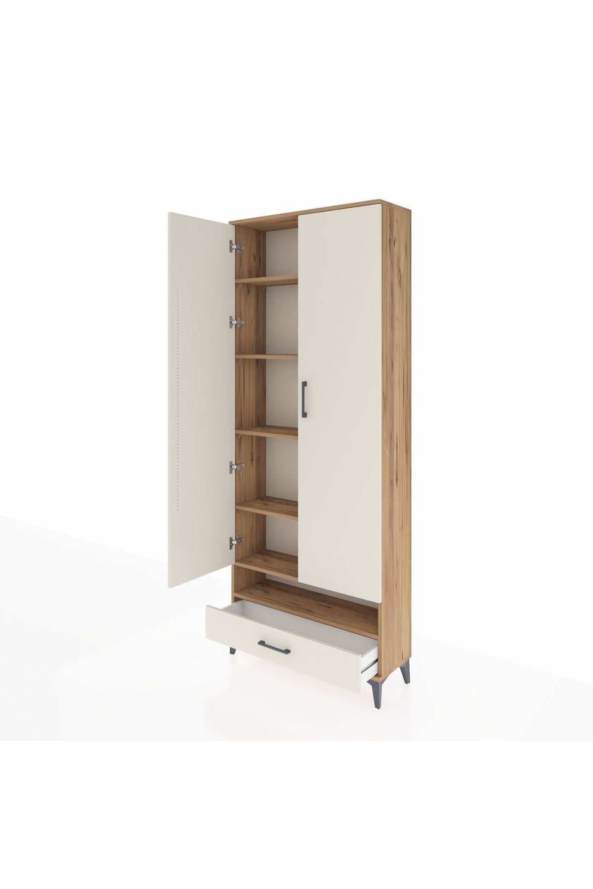 Arges Dolap 6 Raflı Tek Çekmeceli 2 Kapaklı 88x30x221 - S30M018V7A