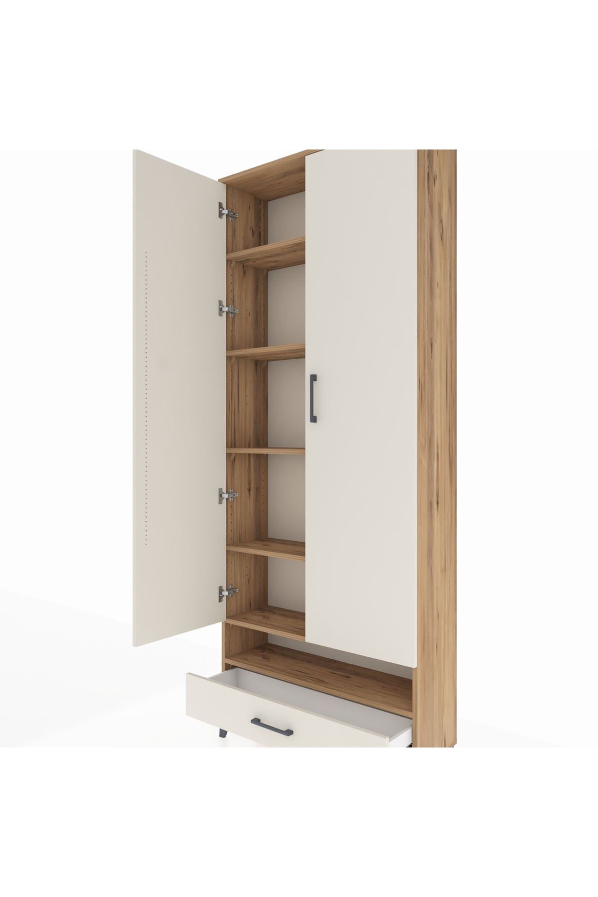 Arges Dolap 6 Raflı Tek Çekmeceli 2 Kapaklı 88x30x221 - S30M018V7A