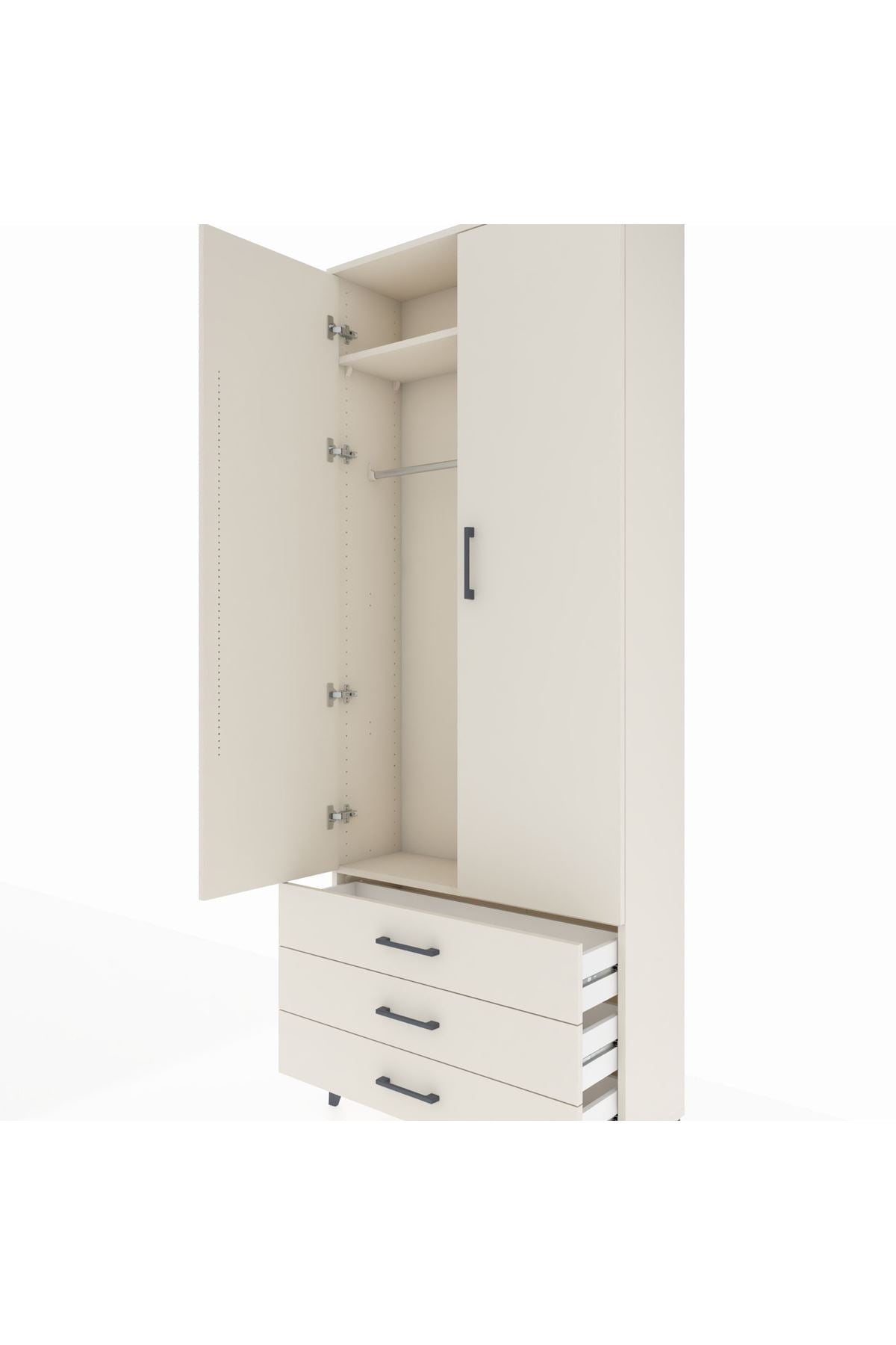 Arges Dolap 2 Raflı 3 Çekmeceli Tek Askılı 88x30x221 - S30M019V1A