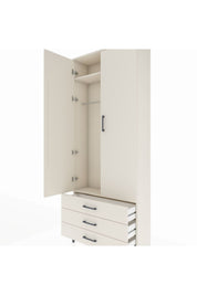 Arges Dolap 2 Raflı 3 Çekmeceli Tek Askılı 88x30x221 - S30M019V1A