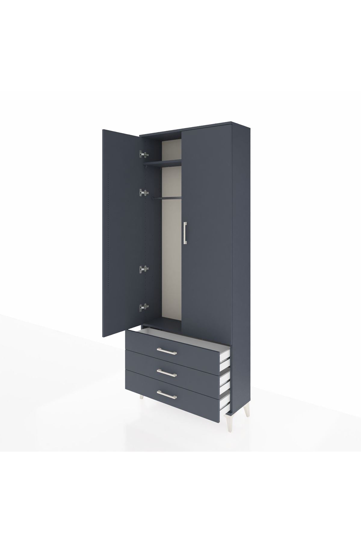 Arges Dolap 2 Raflı 3 Çekmeceli Tek Askılı 88x30x221 - S30M019V5A