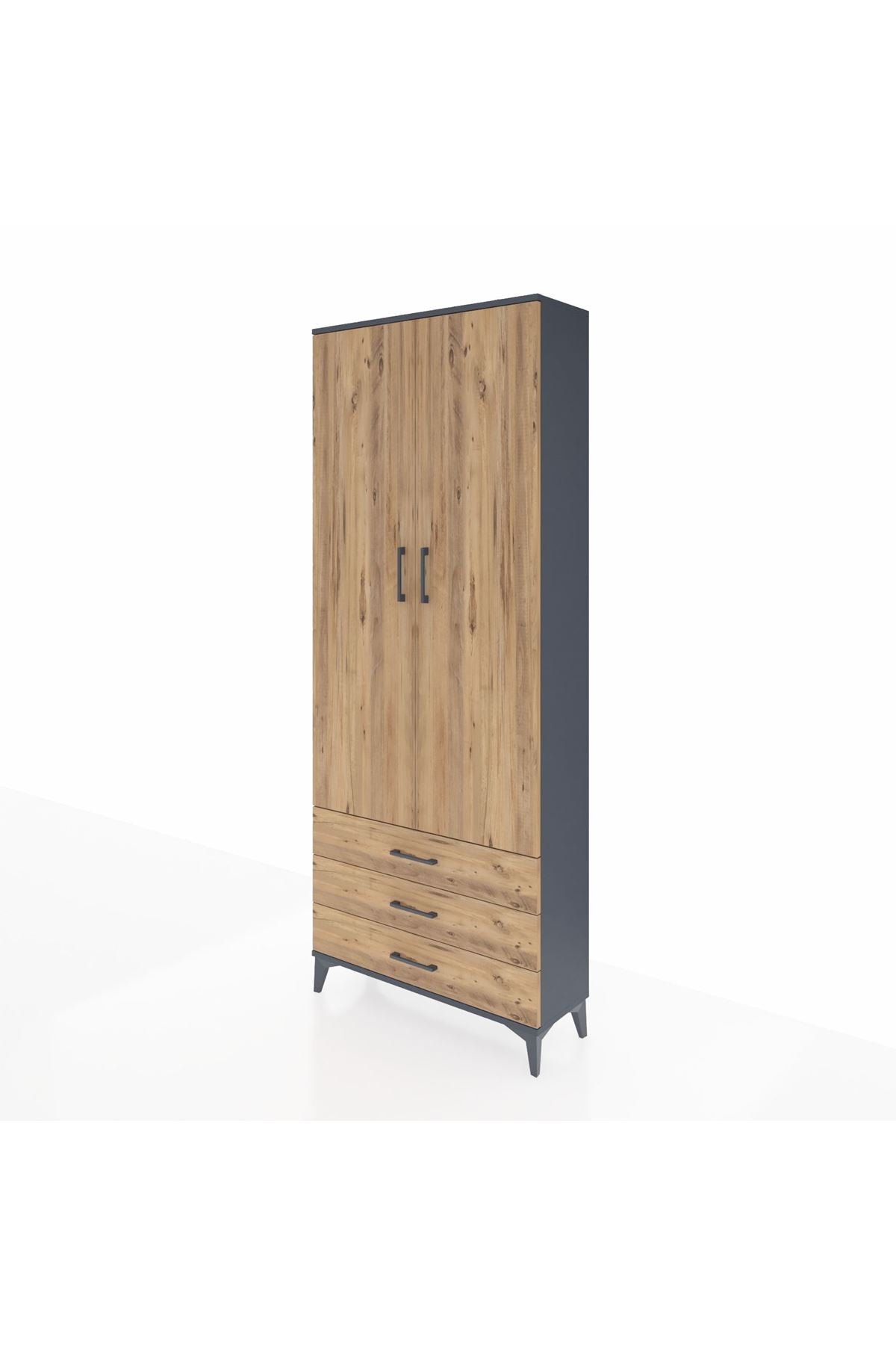 Arges Dolap 2 Raflı 3 Çekmeceli Tek Askılı 88x30x221 - S30M019V6A